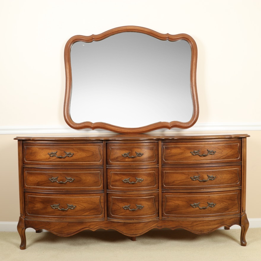 Broyhill French Provincial Louis XV Style Dresser with Mirror, Late 20th Century