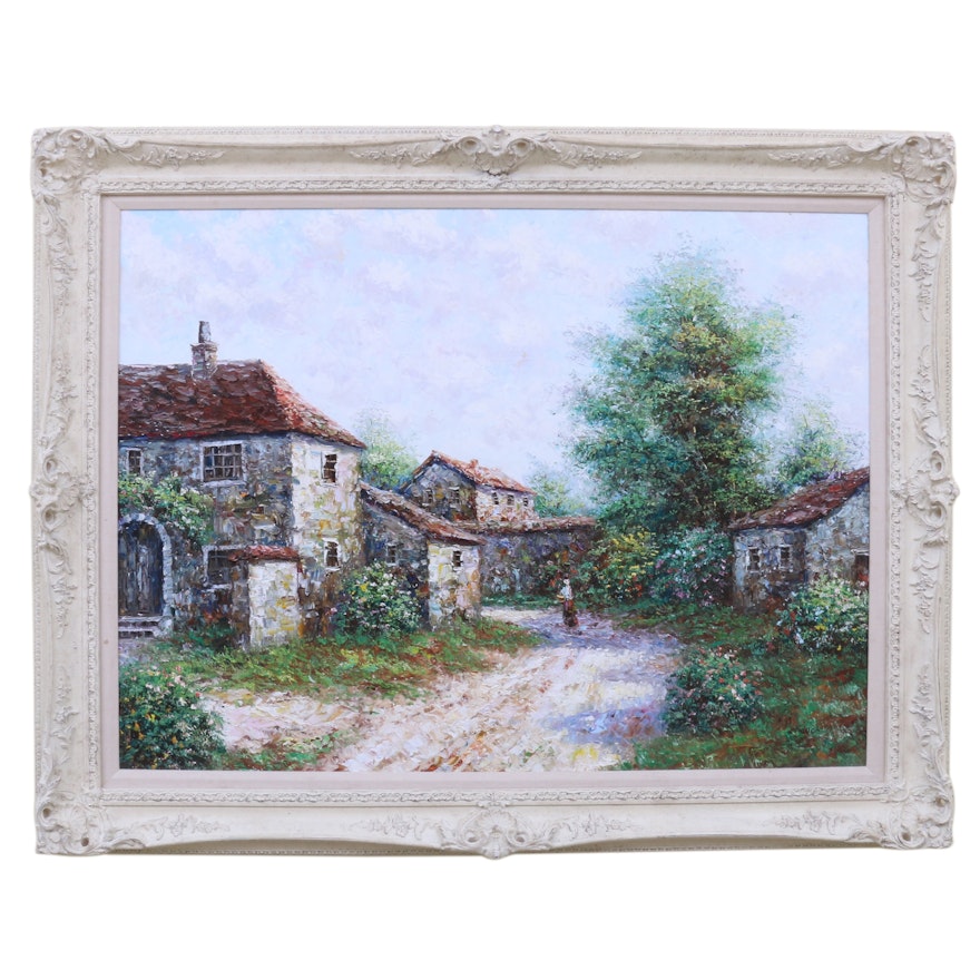 Theo Raucher Impressionist Impasto Oil Painting of Countryside
