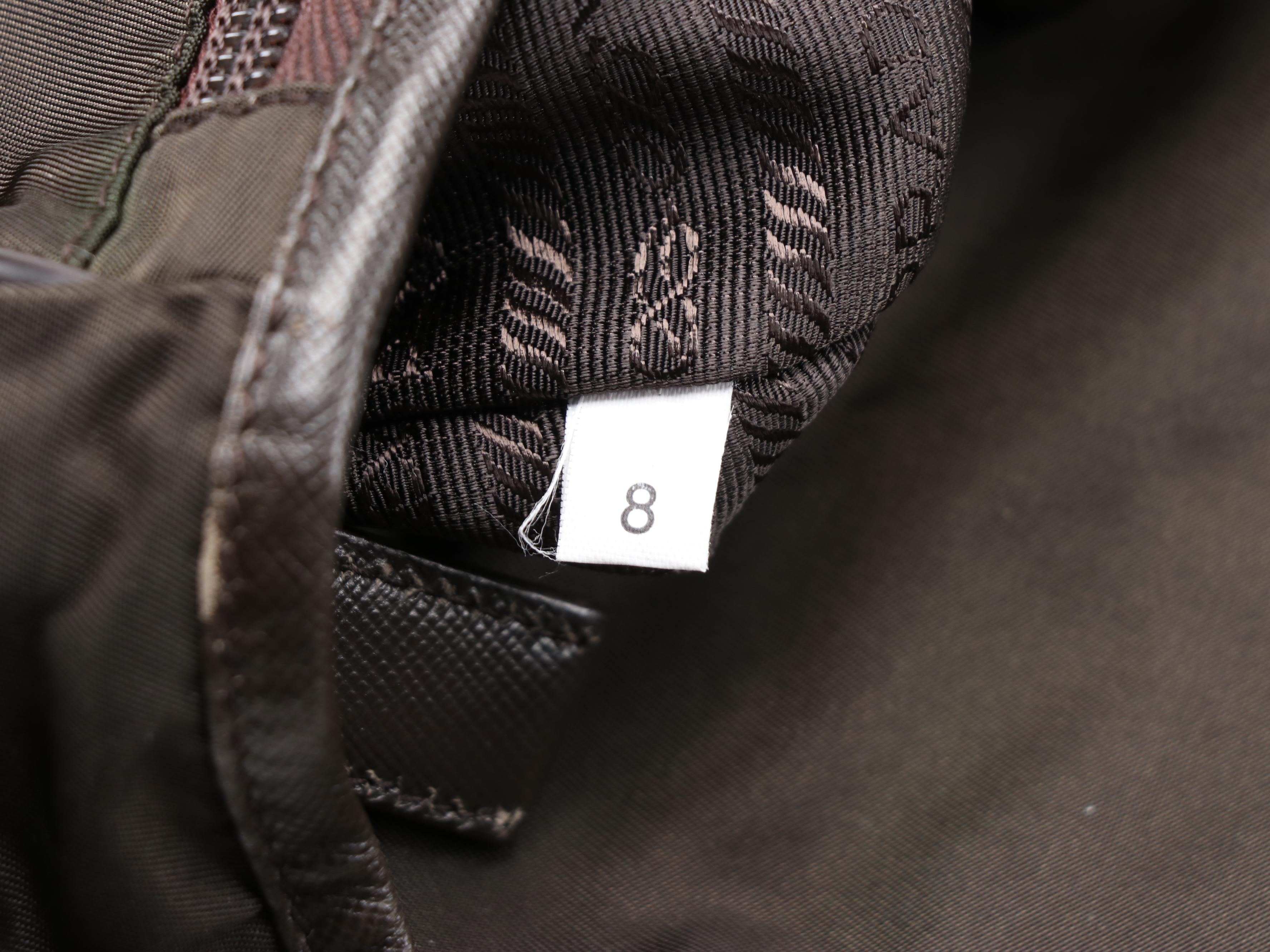 Prada Dark Brown Nylon Shoulder Bag with Saffiano Leather Trim