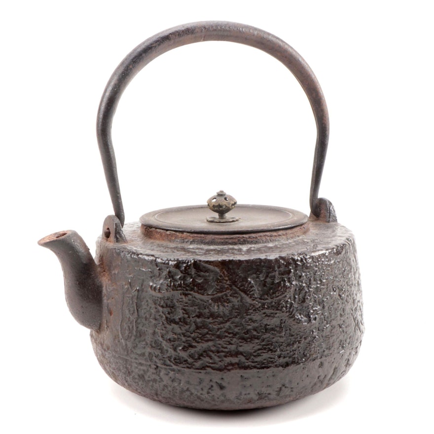 Japanese Cast Iron Teapot with Forged Iron Handle