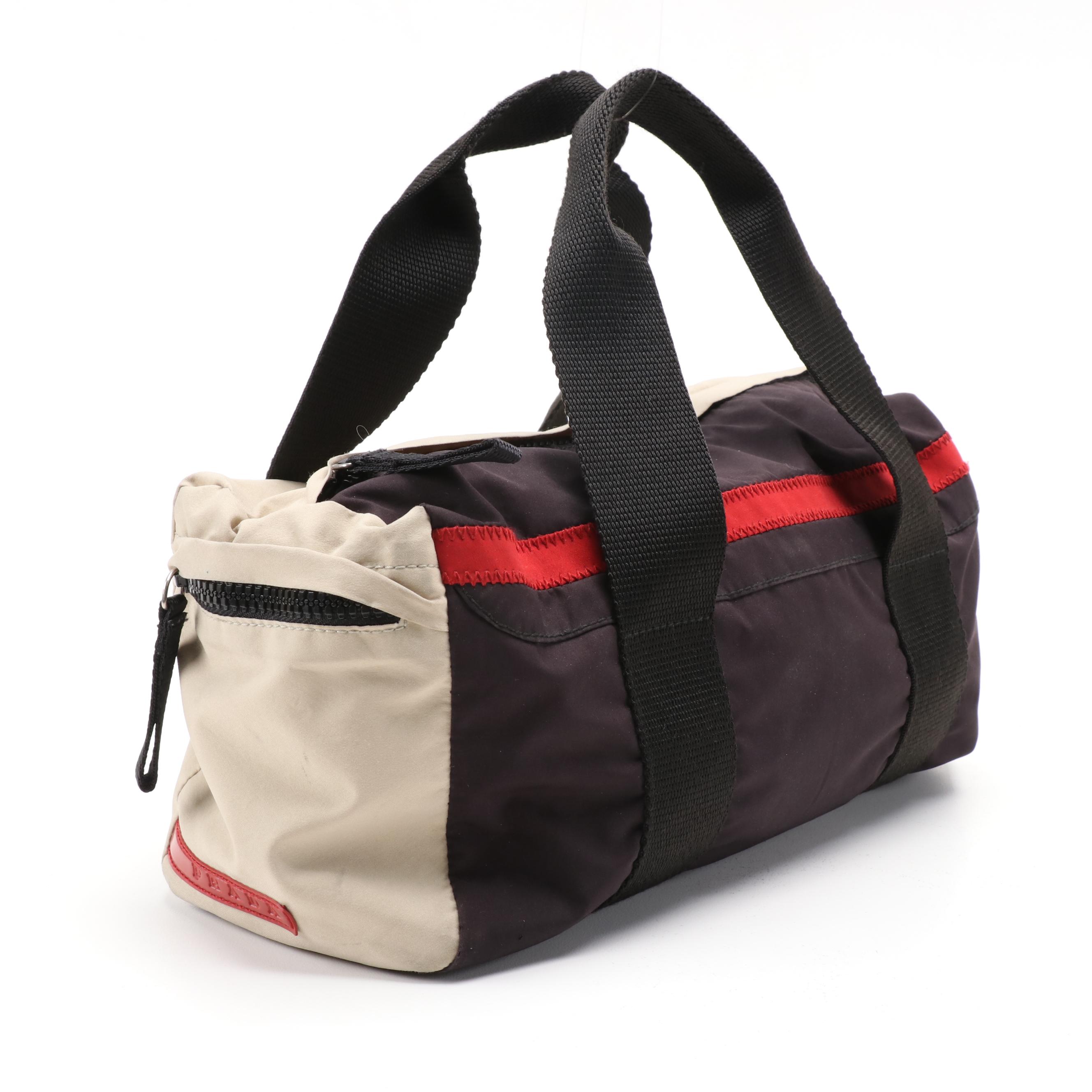 Prada Sport Nylon Color Block Duffel Handbag