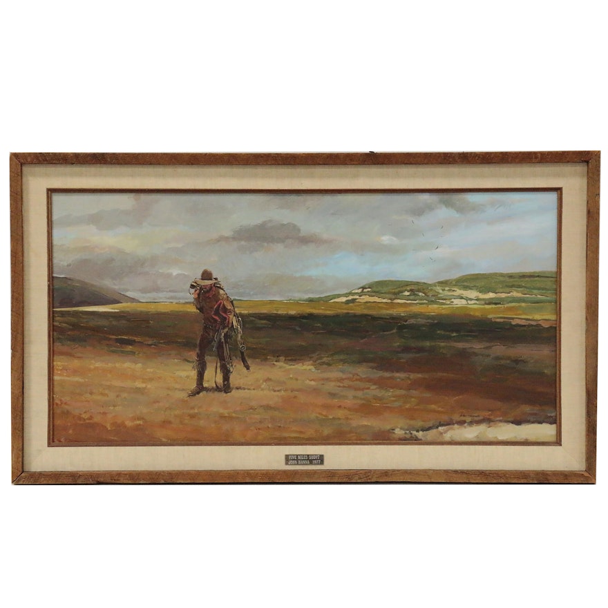 John Austin Hanna Western Oil Painting "Five Miles Short", 1977