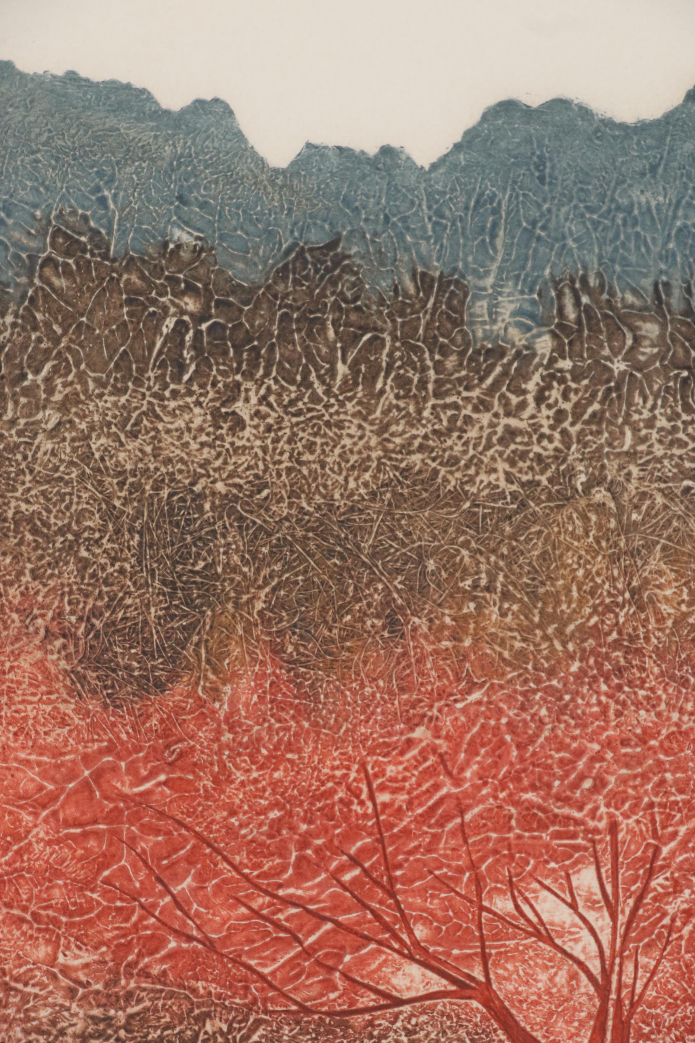 W.E. Coombs Collagraph "Seeing", Mid to Late 20th Century