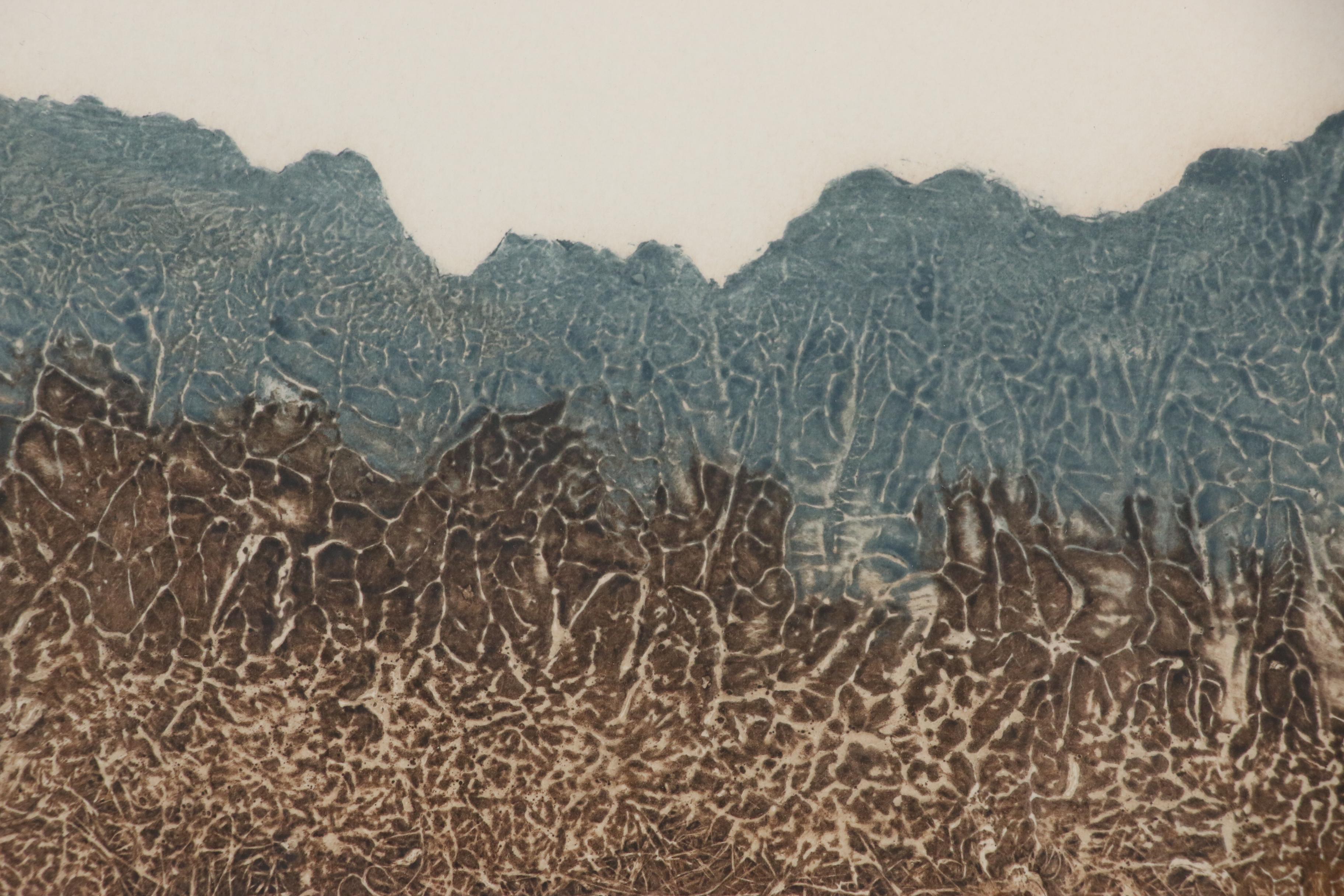 W.E. Coombs Collagraph "Seeing", Mid to Late 20th Century