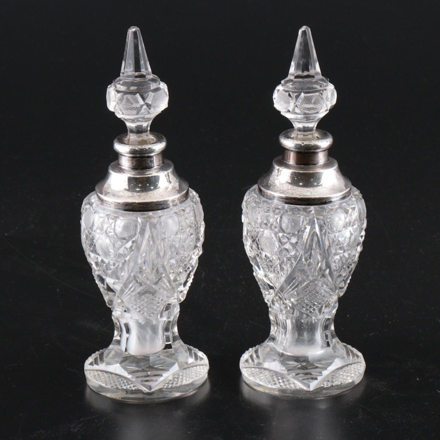 Sterling Silver and Cut Glass Perfume Bottles