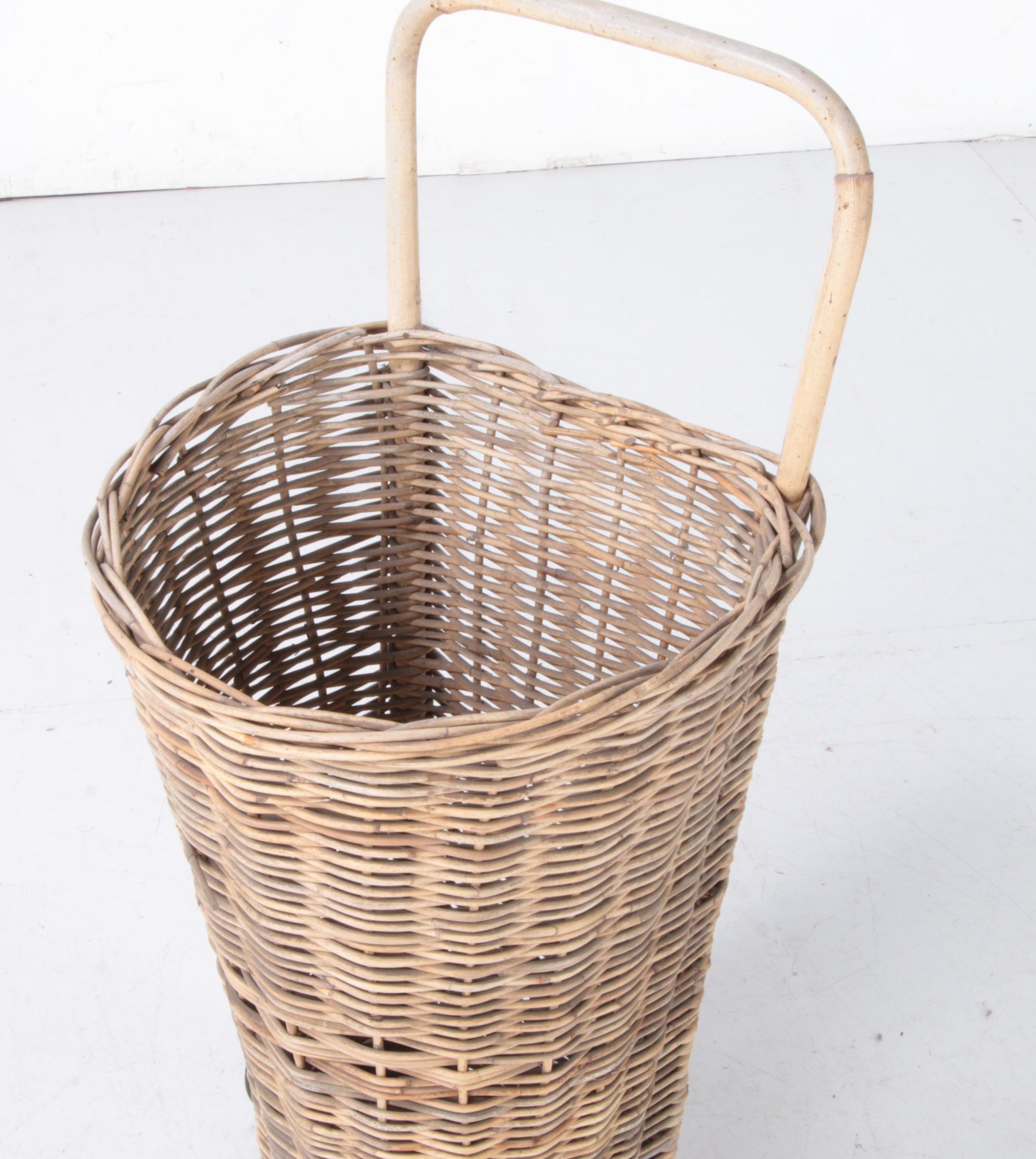French Rolling Wicker Market Basket