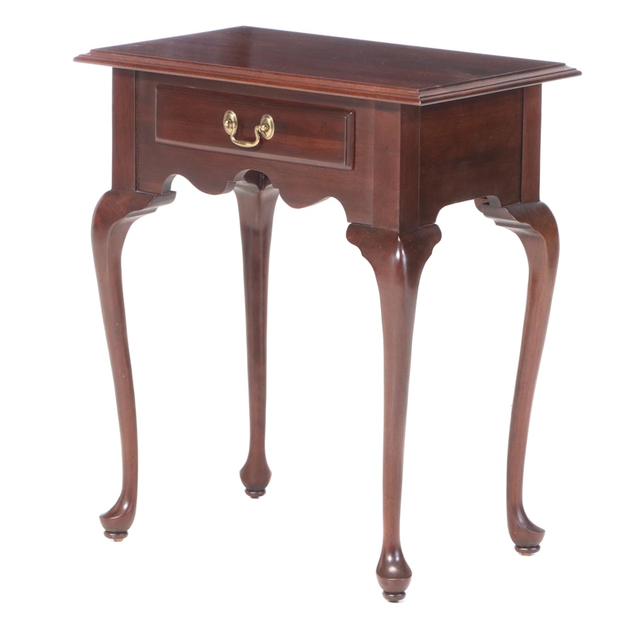 Ethan Allen Queen Anne Style Cherrywood Side Table, Late 20th Century