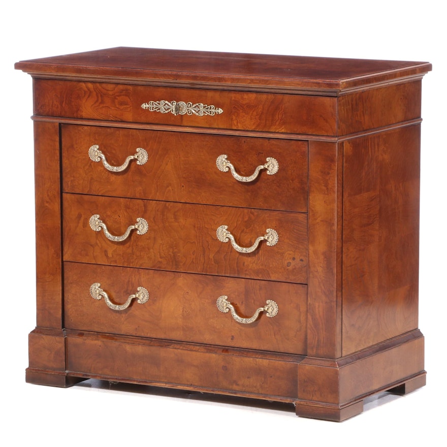 Henredon "Charles X" Burled Elm Four-Drawer Chest, Late 20th Century