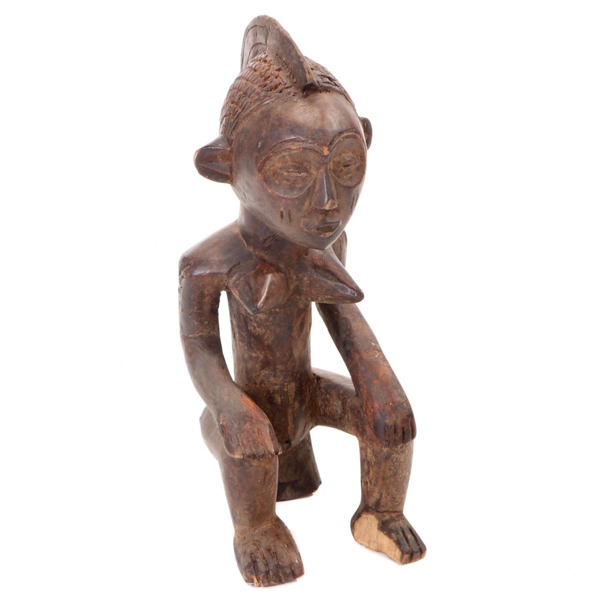 Luba Style Hand-Carved Wood Maternity Figure, Democratic Republic of the Congo