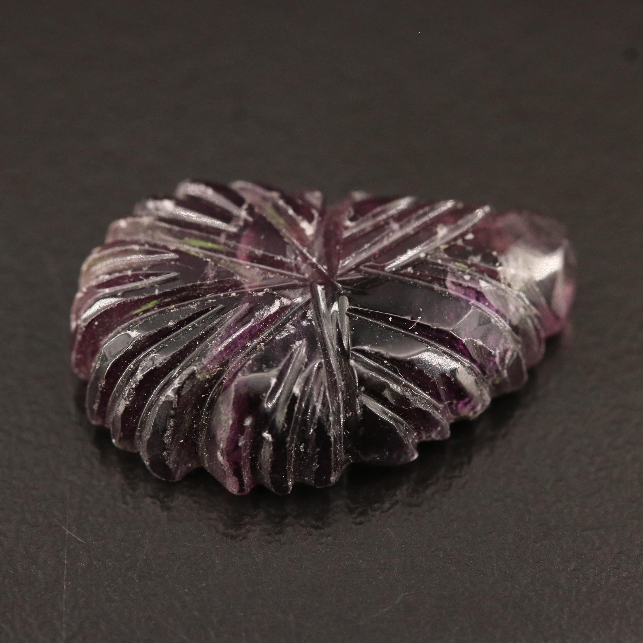 Loose 22.03 CT Carved Floral Cabochon Fluorite