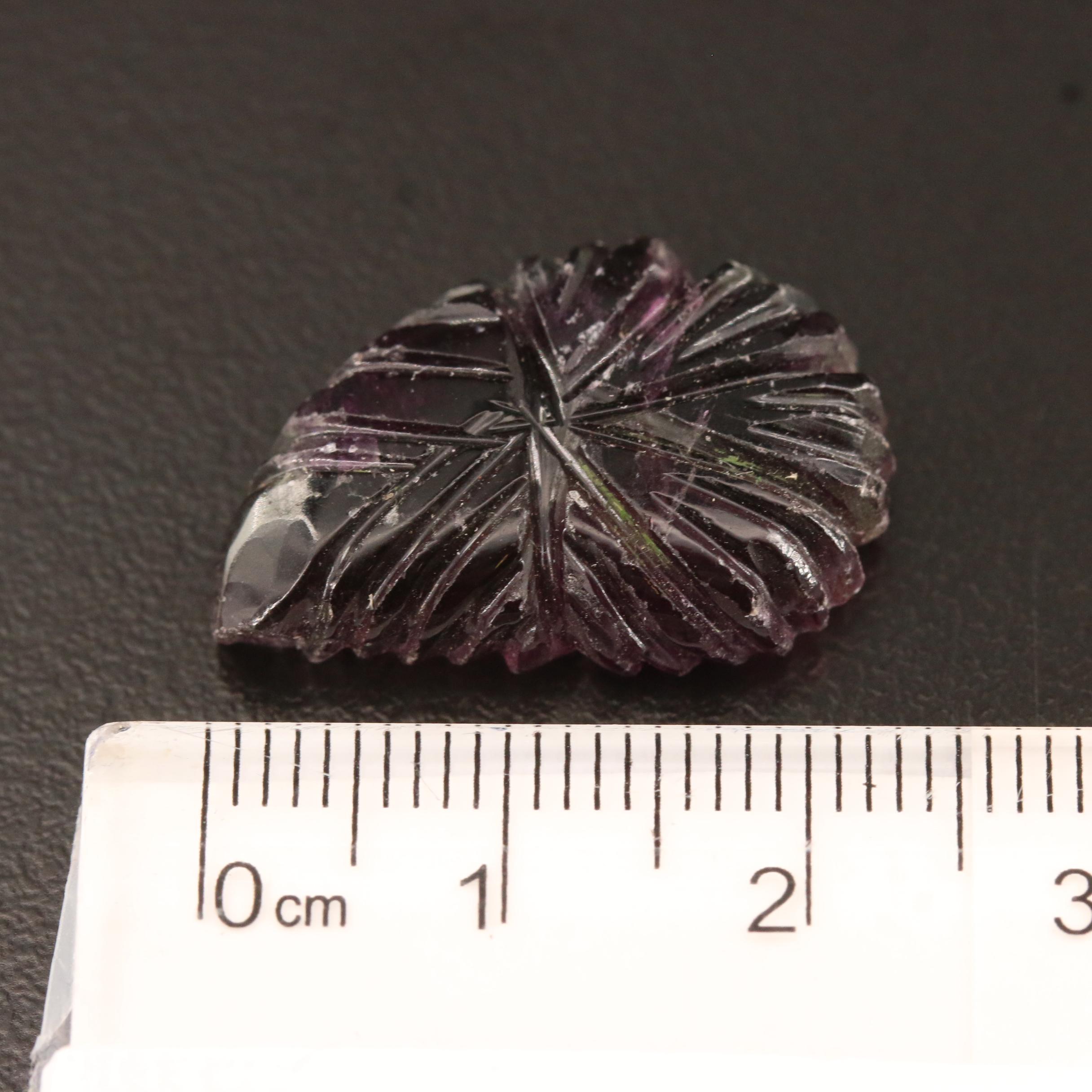 Loose 22.03 CT Carved Floral Cabochon Fluorite