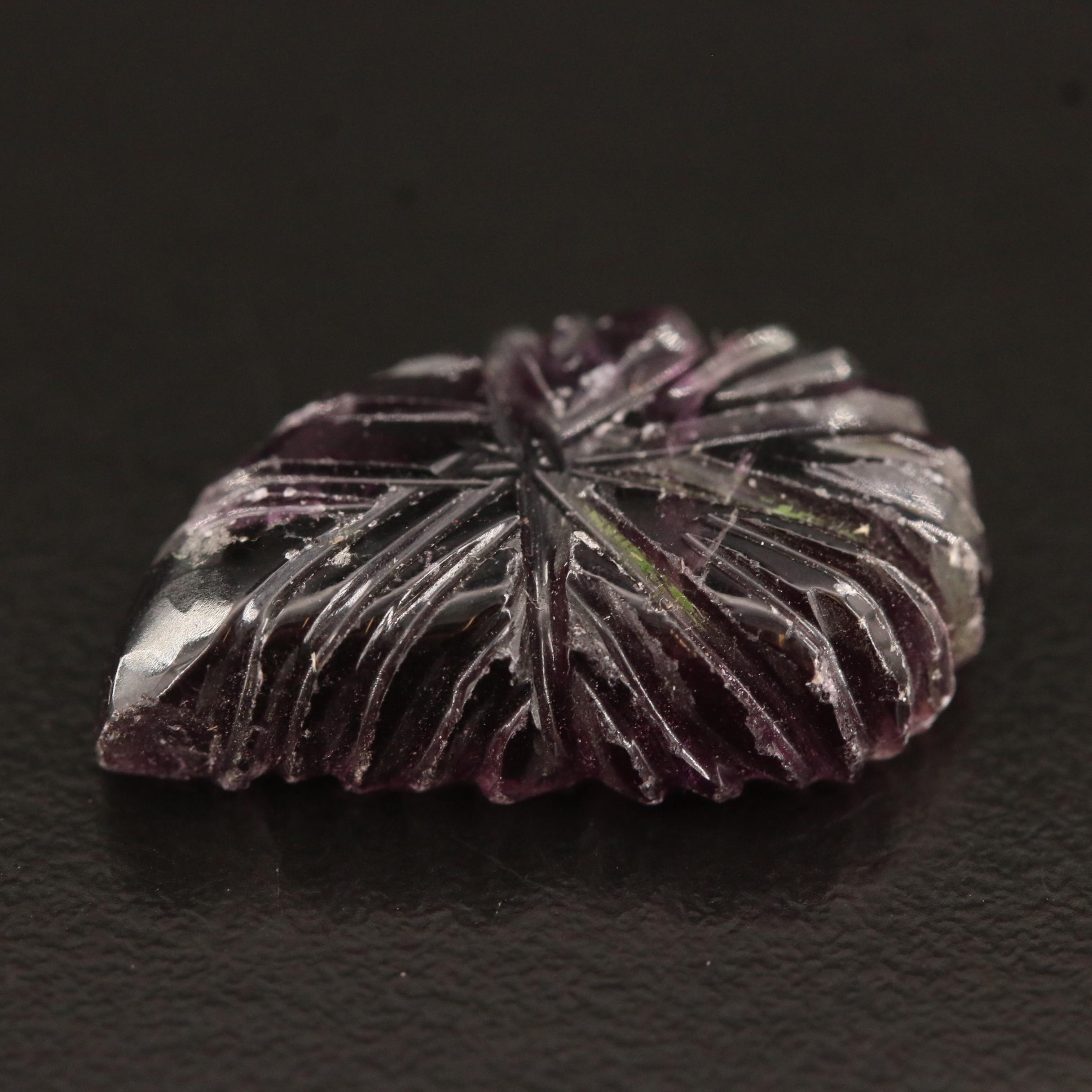 Loose 22.03 CT Carved Floral Cabochon Fluorite