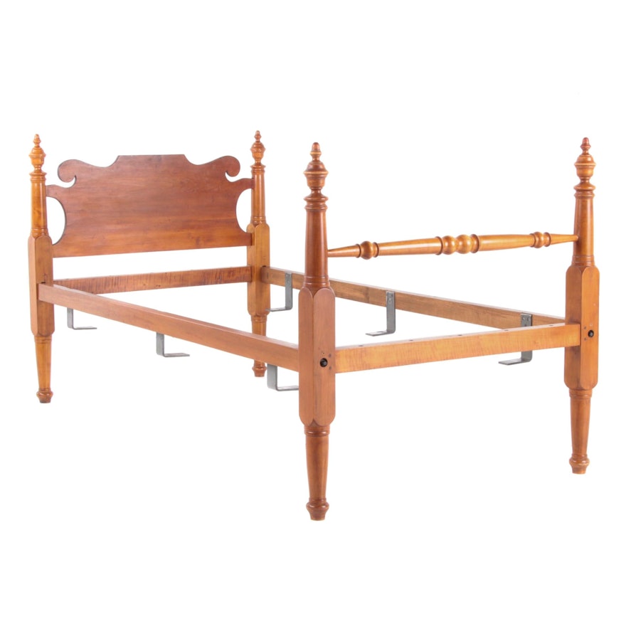 Colonial Style Stained Wood Twin Sized Bed Frame