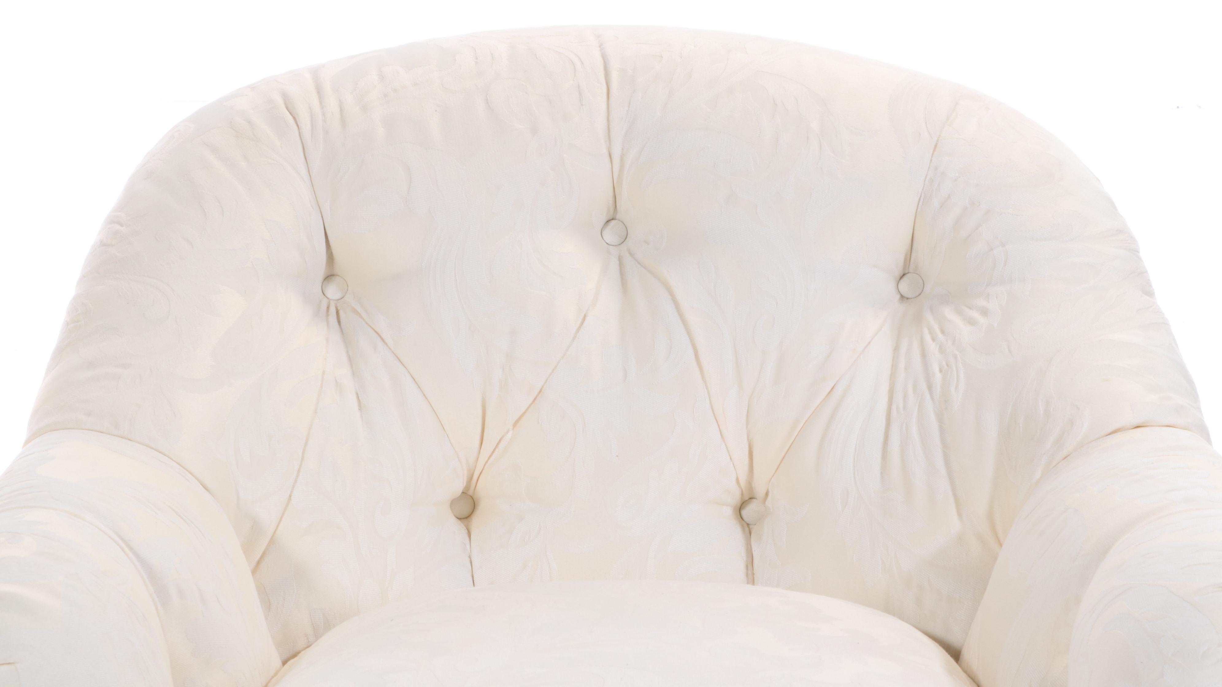 Pair of Sherrill Button-Tufted Swivel-Tilt Easy Armchairs, Late 20th Century