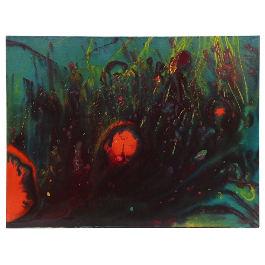 Kurt Shaw Abstract Acrylic Pour Painting "Hadron", 1996