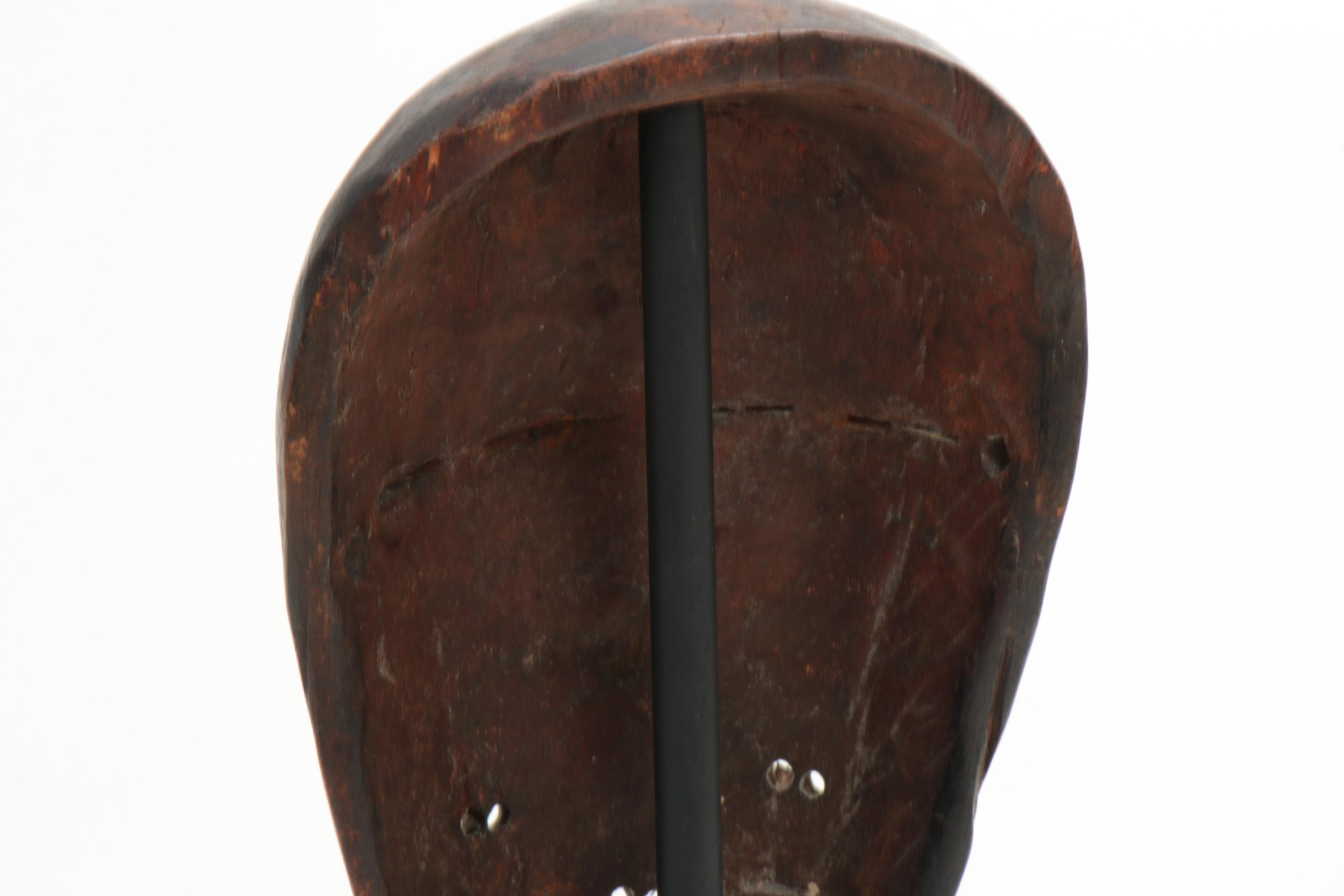 Fang Style Triple-Face Carved Wood Mask, Central Africa