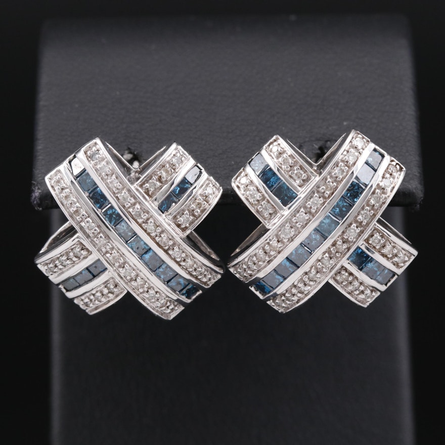 14K 2.00 CTW Diamond Cross Earrings