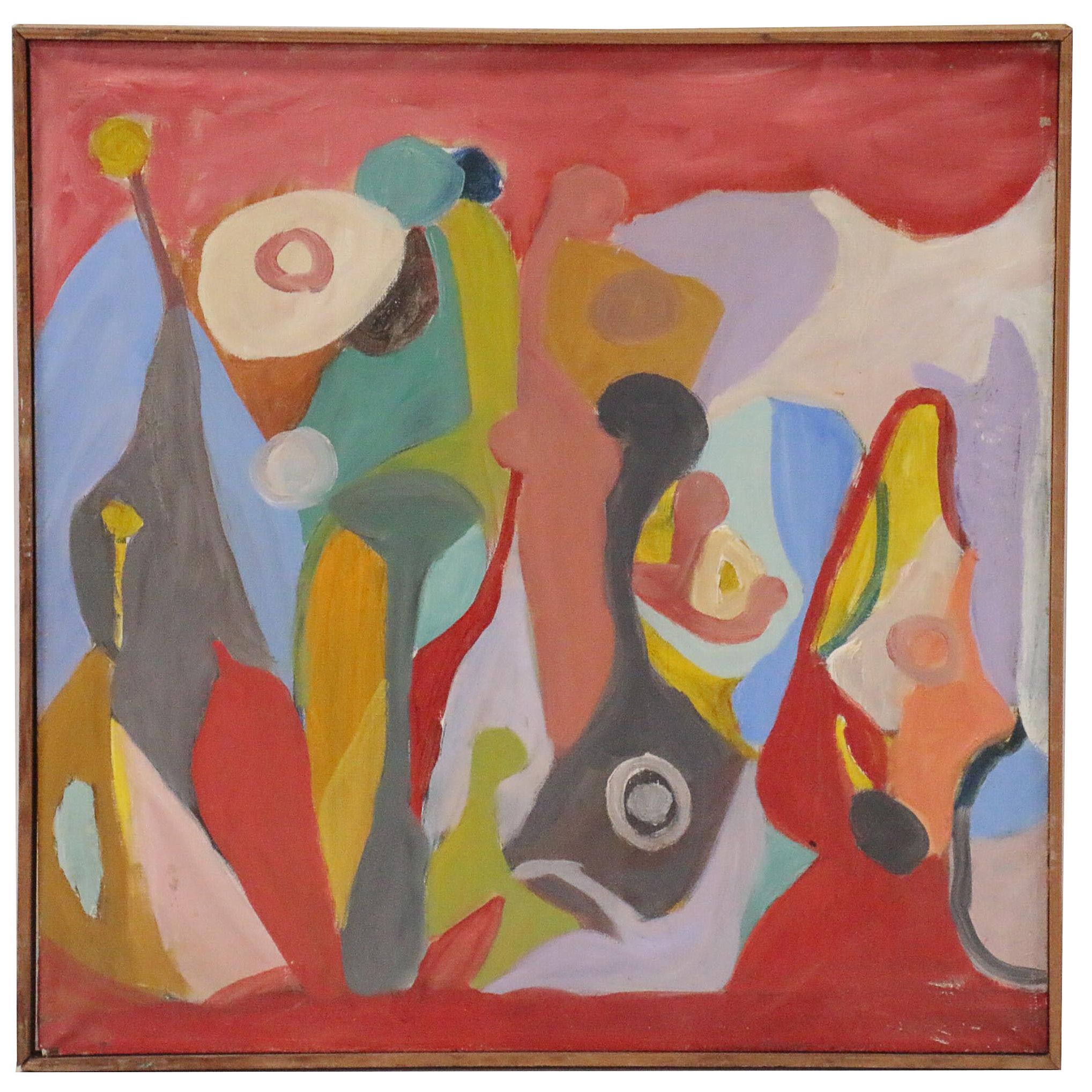 Chuck Barr Abstract Oil Painting, Late 20th Century