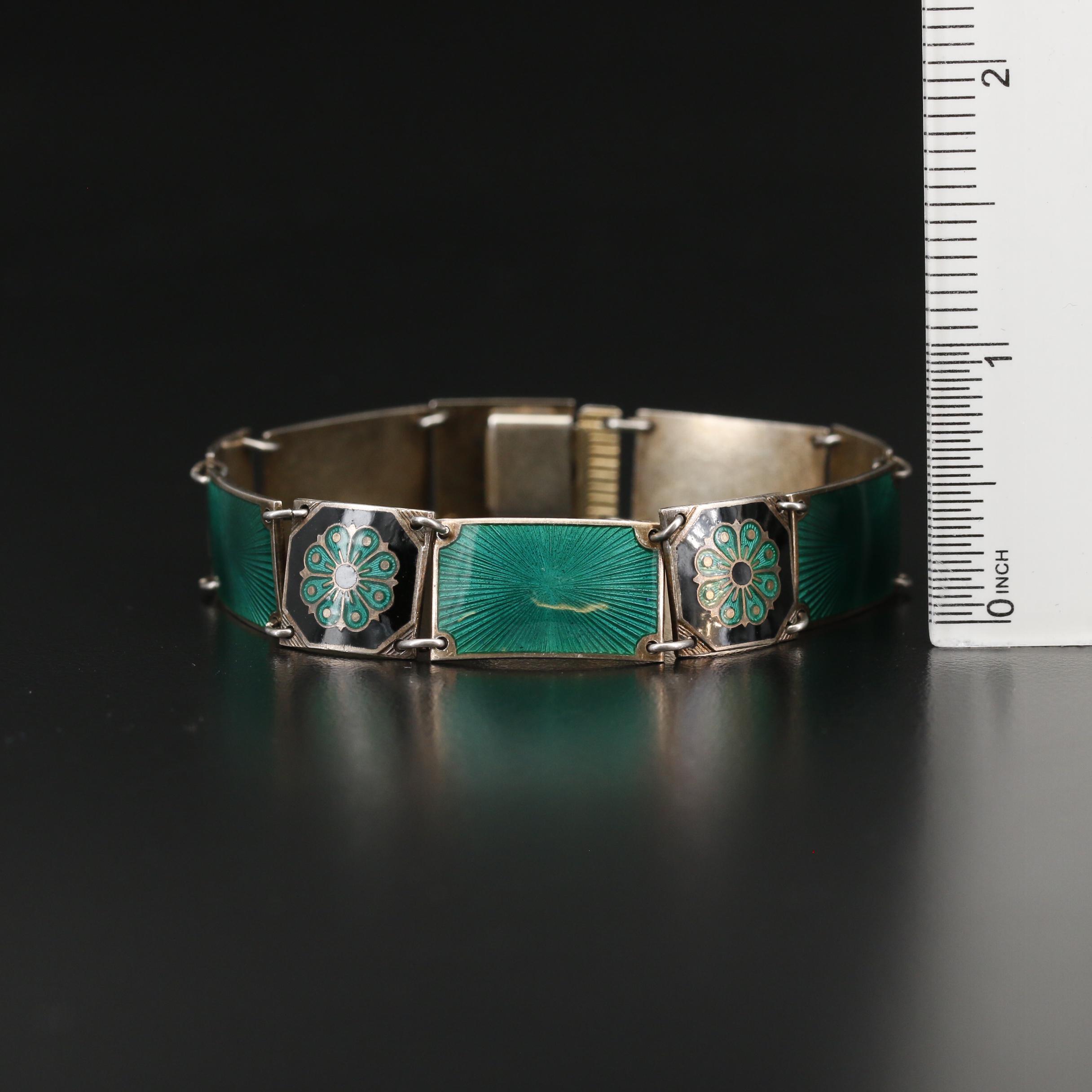 Vintage David Andersen Scandinavian Guilloche and Cloisonne Bracelet