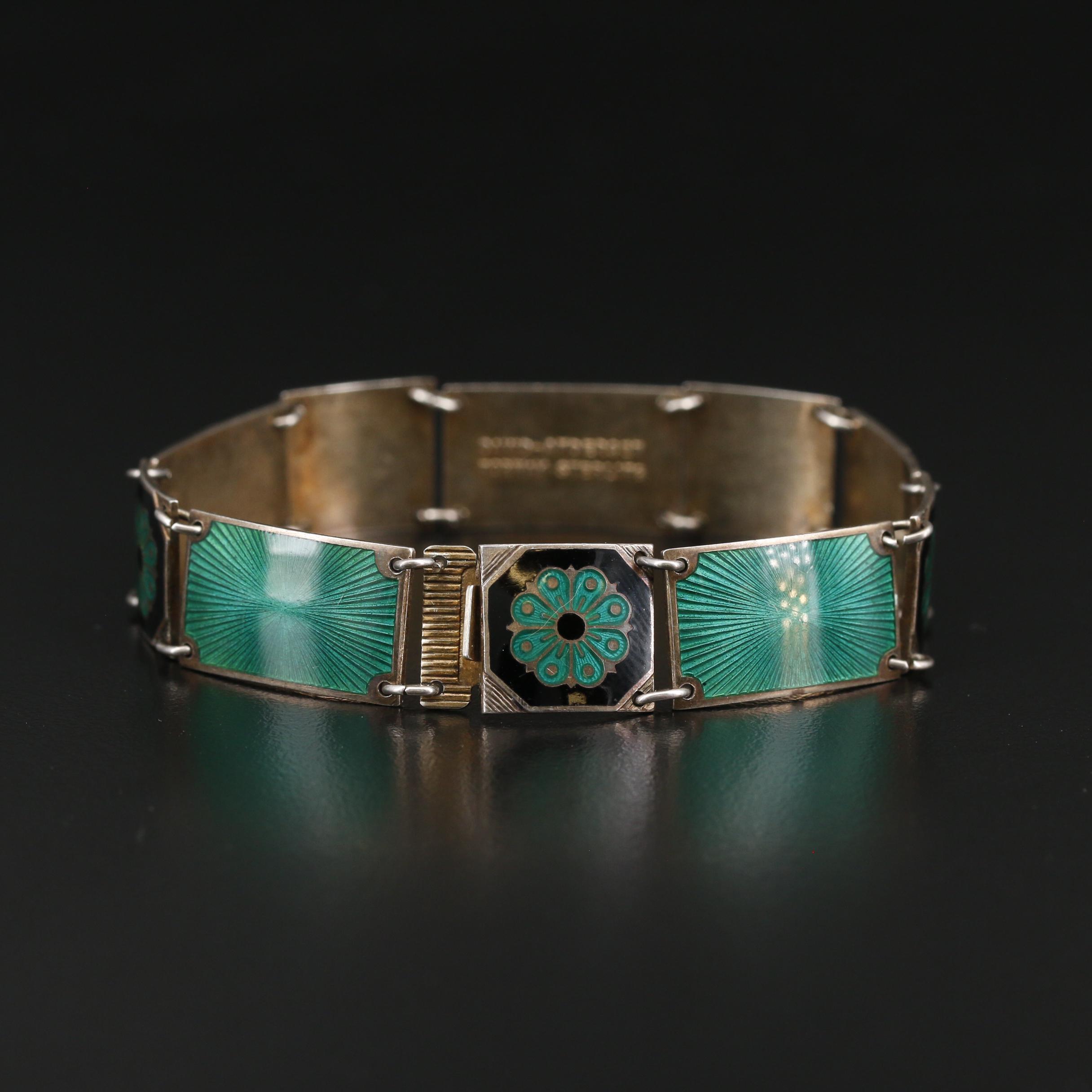 Vintage David Andersen Scandinavian Guilloche and Cloisonne Bracelet