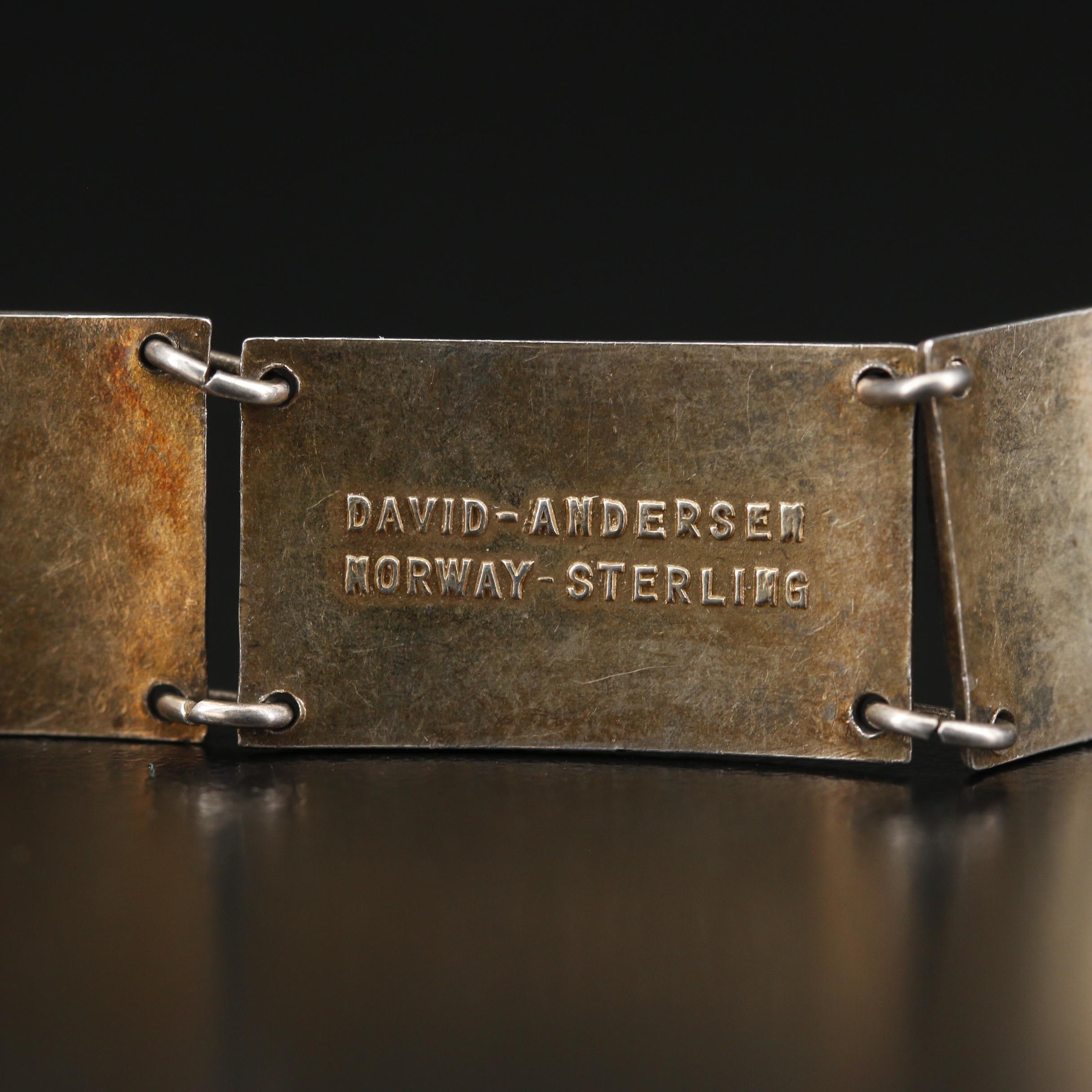 Vintage David Andersen Scandinavian Guilloche and Cloisonne Bracelet