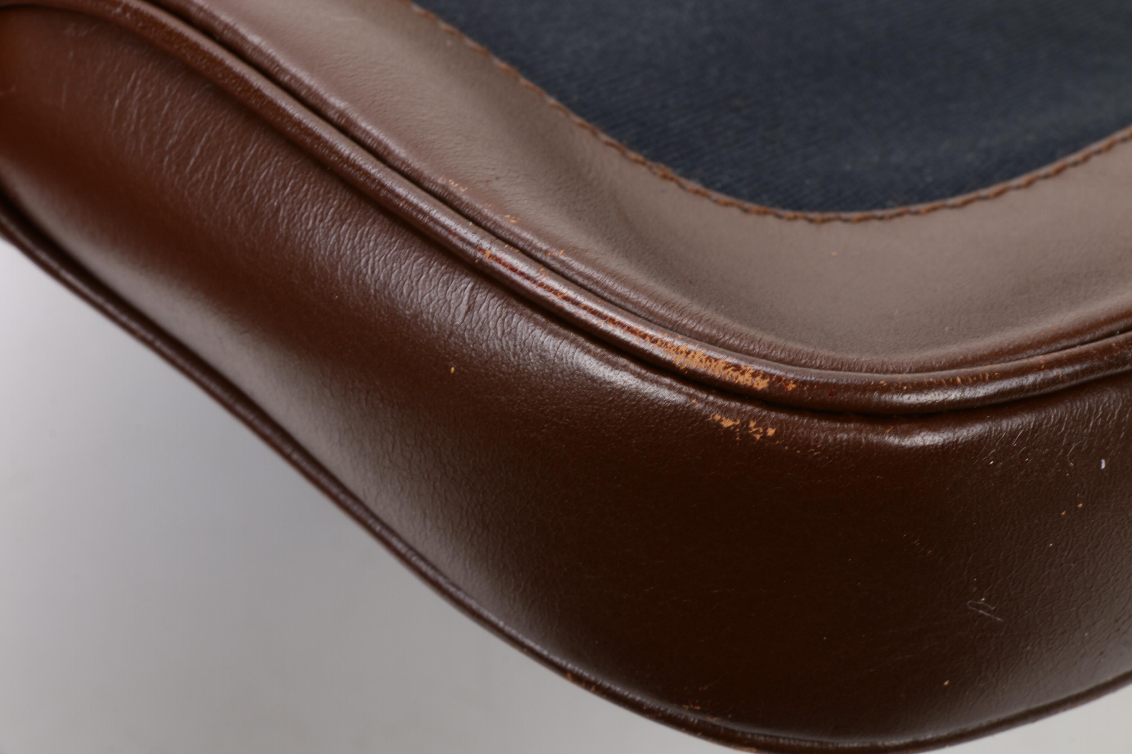 Gucci Jackie Bag in Navy Canvas and Brown Leather