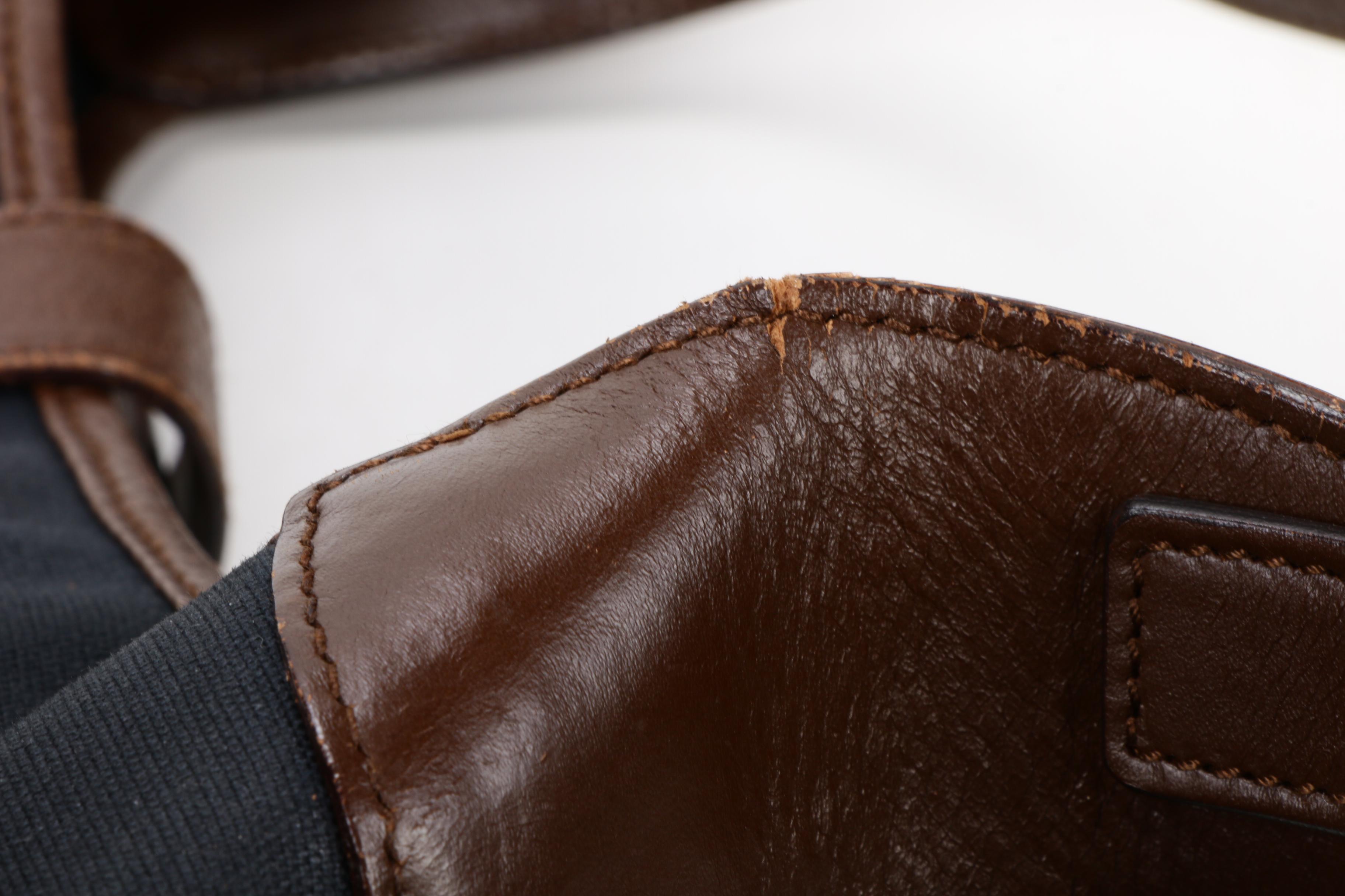 Gucci Jackie Bag in Navy Canvas and Brown Leather