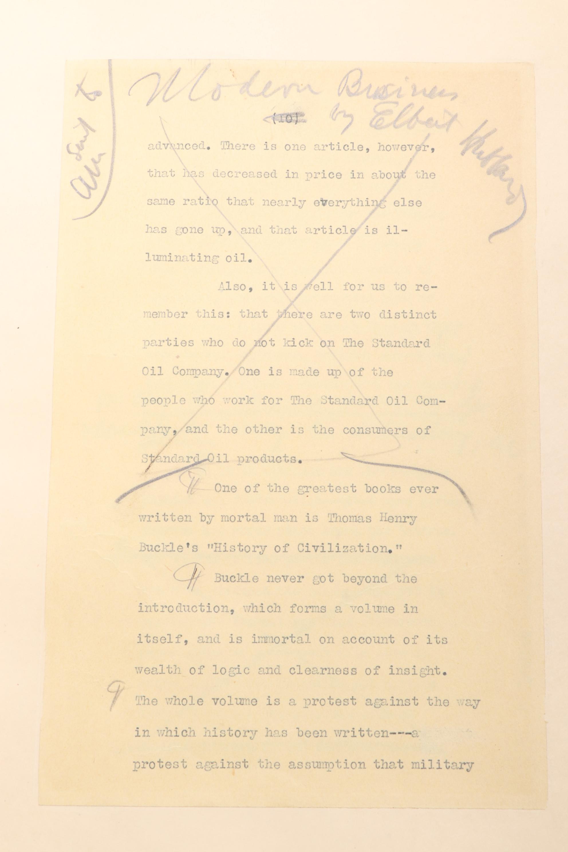 "Modern Business" Manuscript with "A Message to Garcia" by Elbert Hubbard, 1926