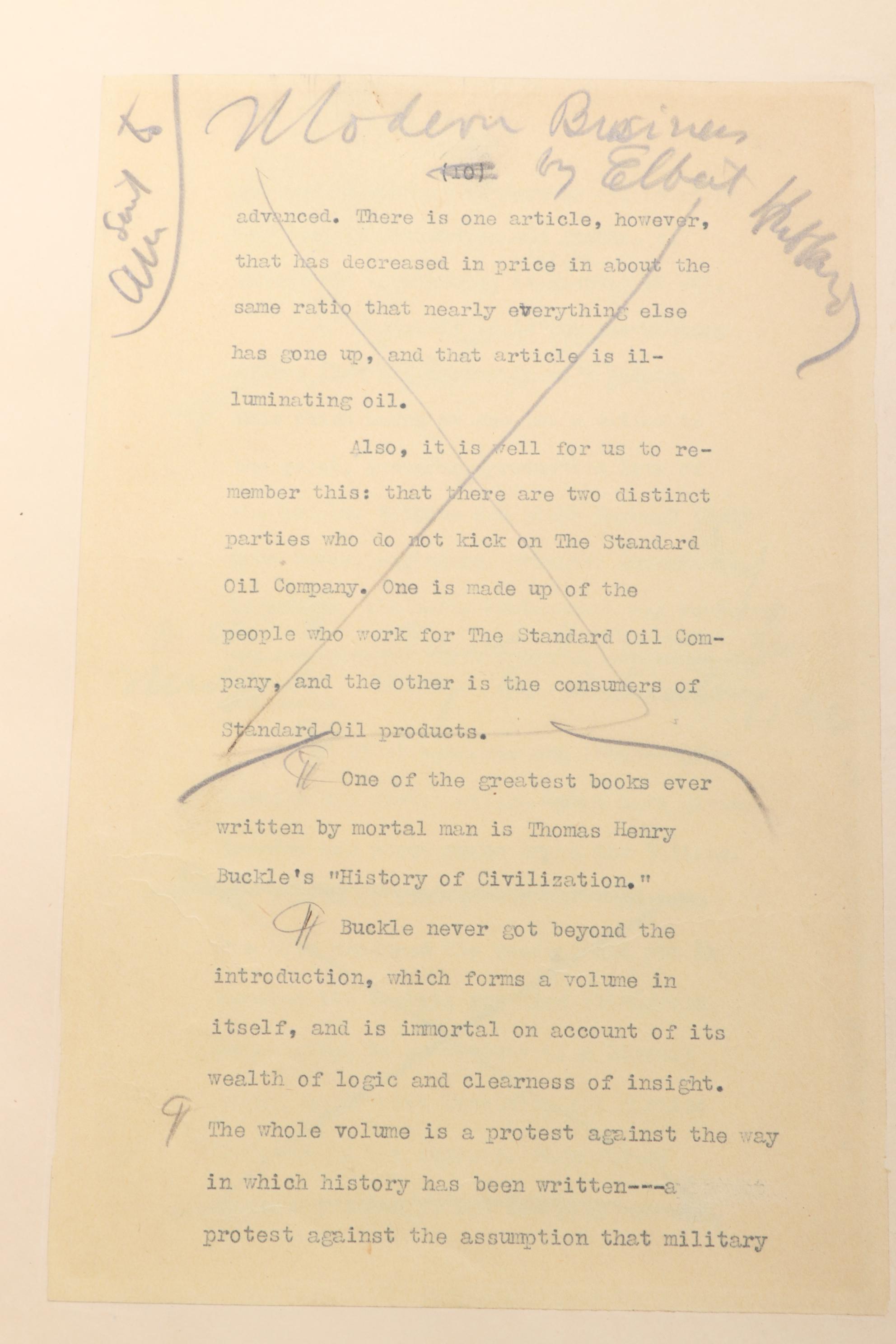 "Modern Business" Manuscript with "A Message to Garcia" by Elbert Hubbard, 1926