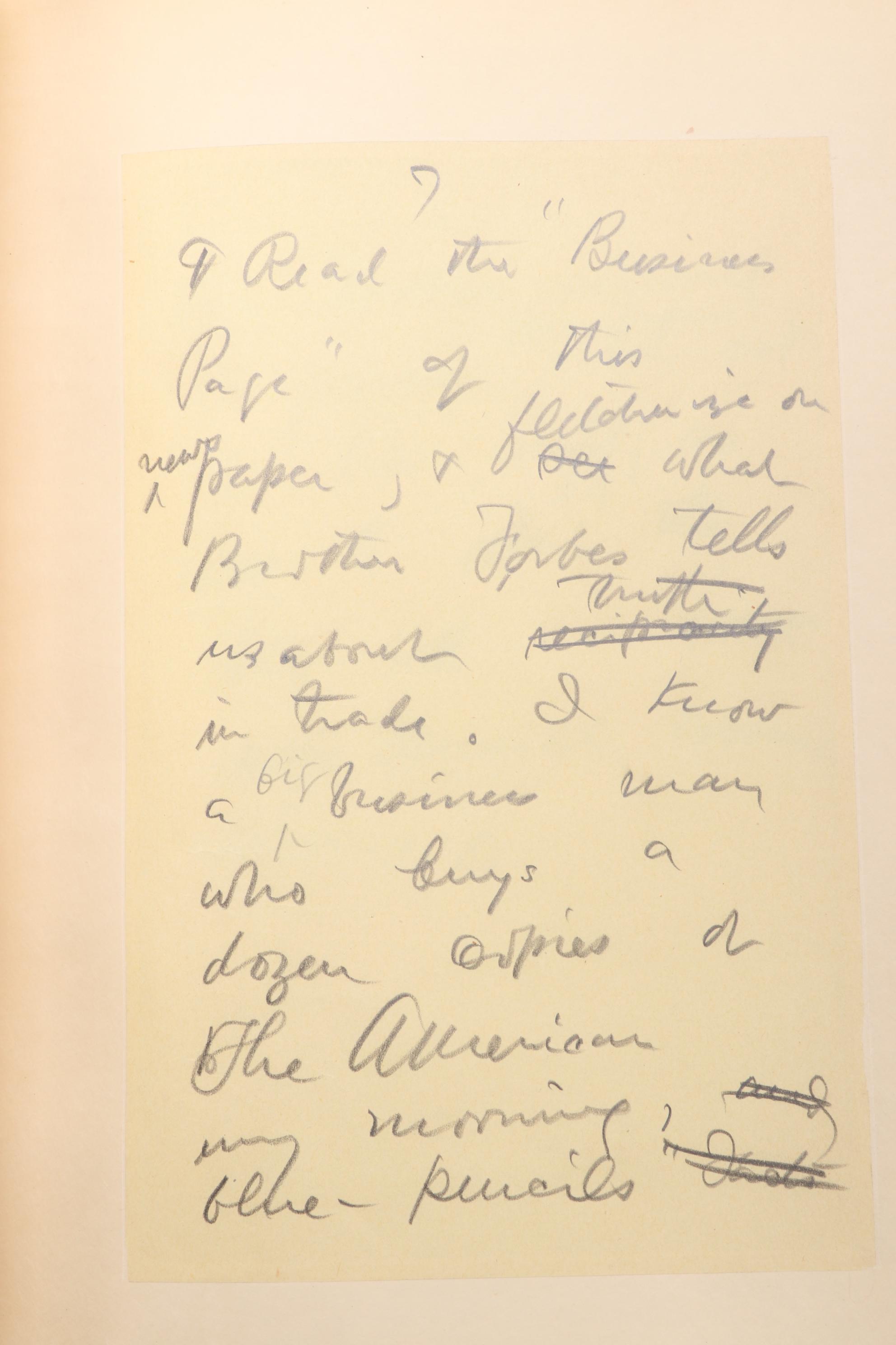"Modern Business" Manuscript with "A Message to Garcia" by Elbert Hubbard, 1926