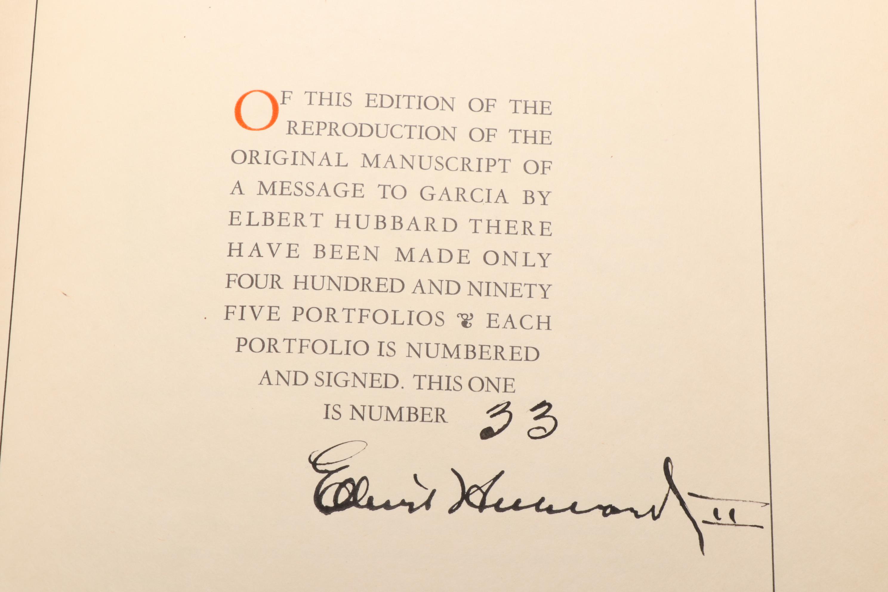 "Modern Business" Manuscript with "A Message to Garcia" by Elbert Hubbard, 1926