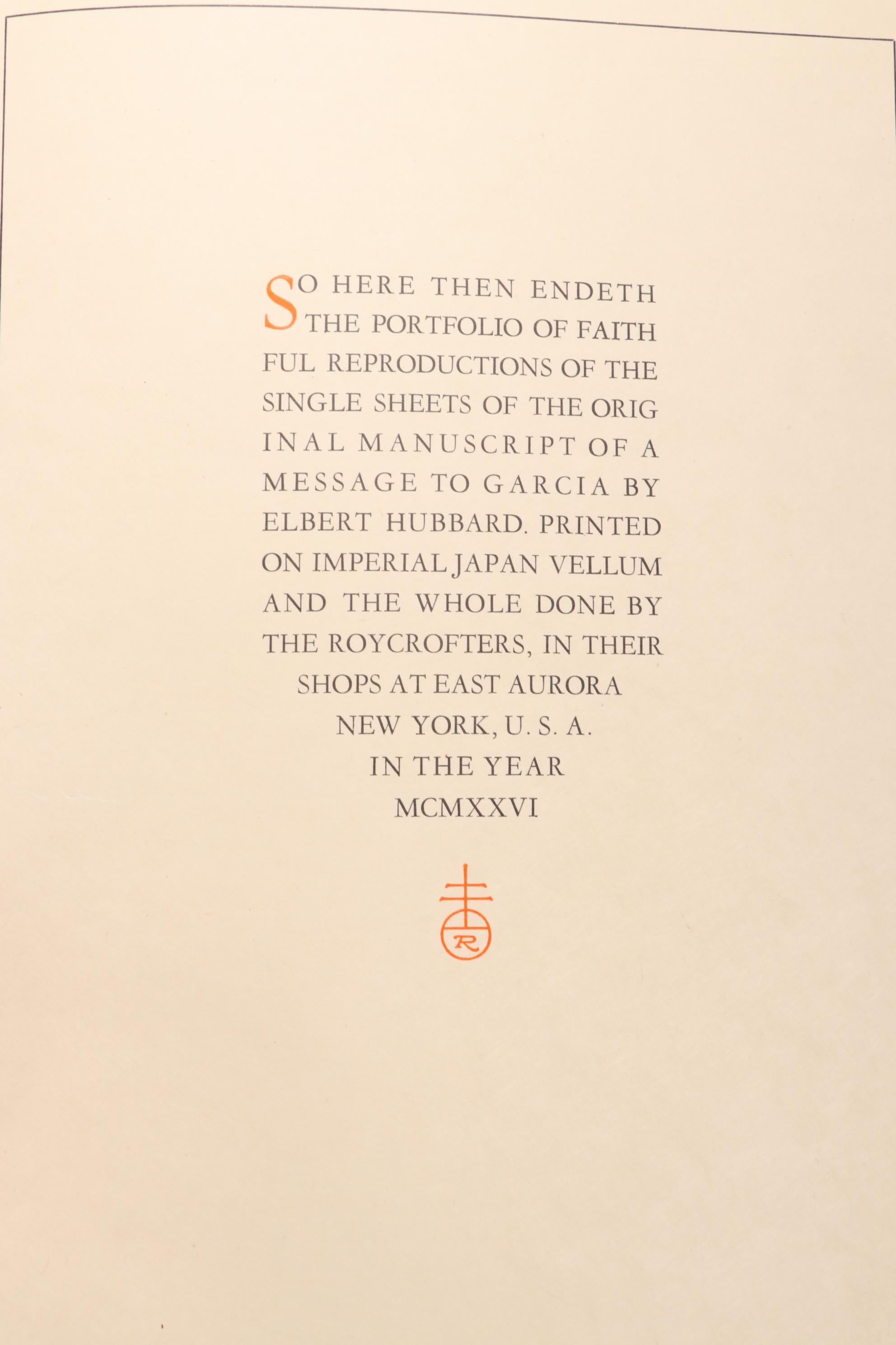 "Modern Business" Manuscript with "A Message to Garcia" by Elbert Hubbard, 1926