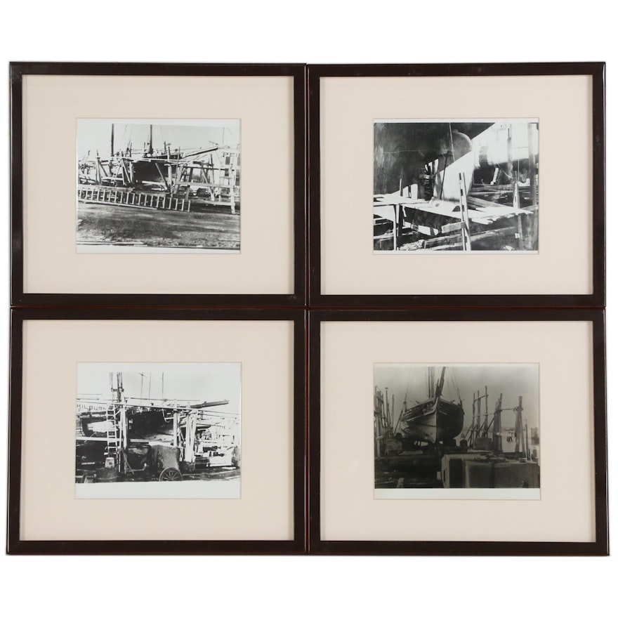 Silver Gelatin Photographs of Schooners in Dry Dock, Late 20th Century