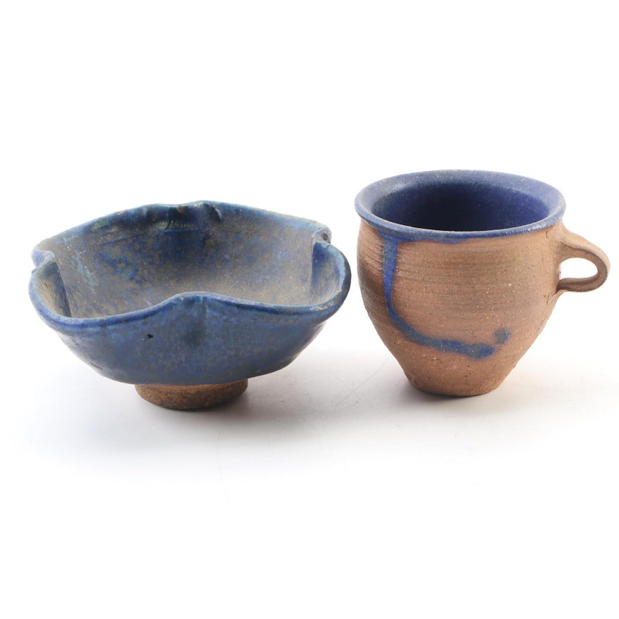 John Tuska Ceramic Bowl and Teacup, Mid to Late 20th Century