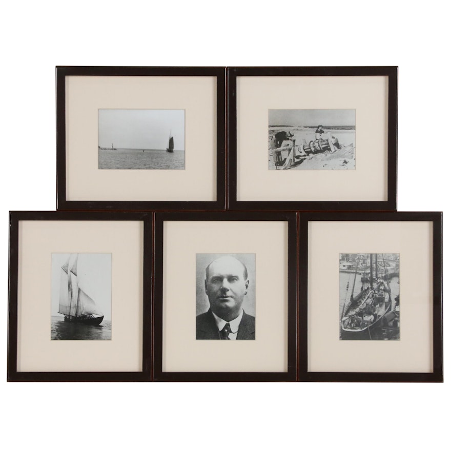 Nautical Black and White Photographs of Schooner Ships and More