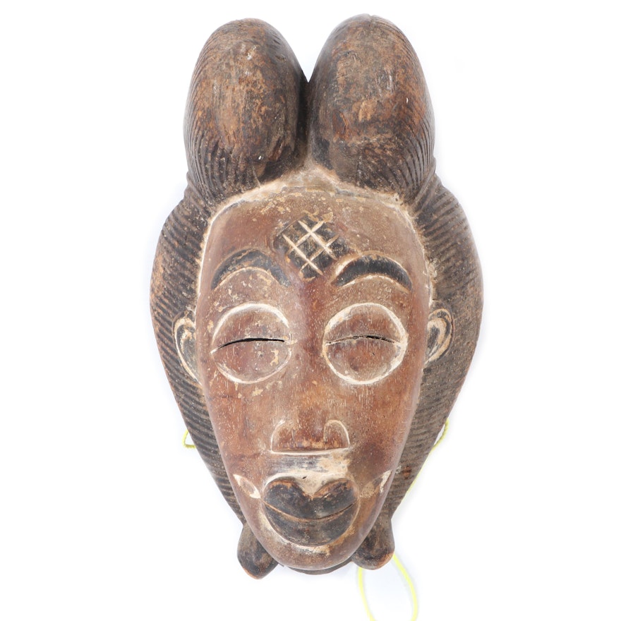 Punu Hand-Carved Wood Mask, Central Africa