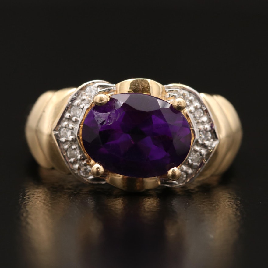 14K Amethyst and Diamond Ring