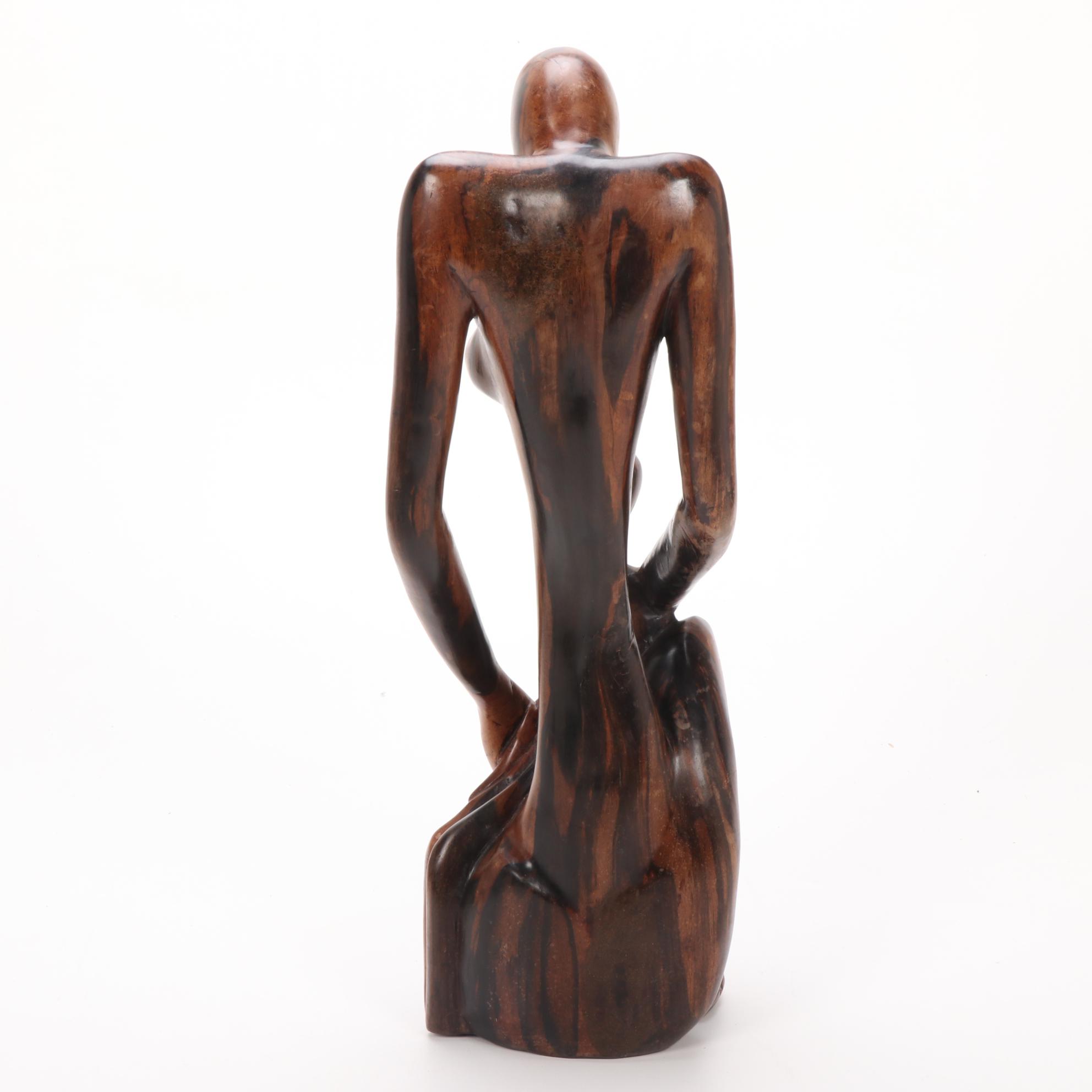 Shona Style Mother and Child Carved Wood Sculpture, Zimbabwe