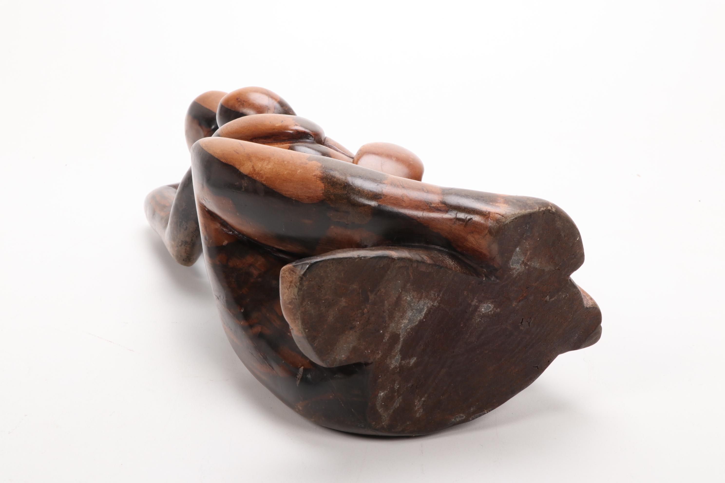 Shona Style Mother and Child Carved Wood Sculpture, Zimbabwe