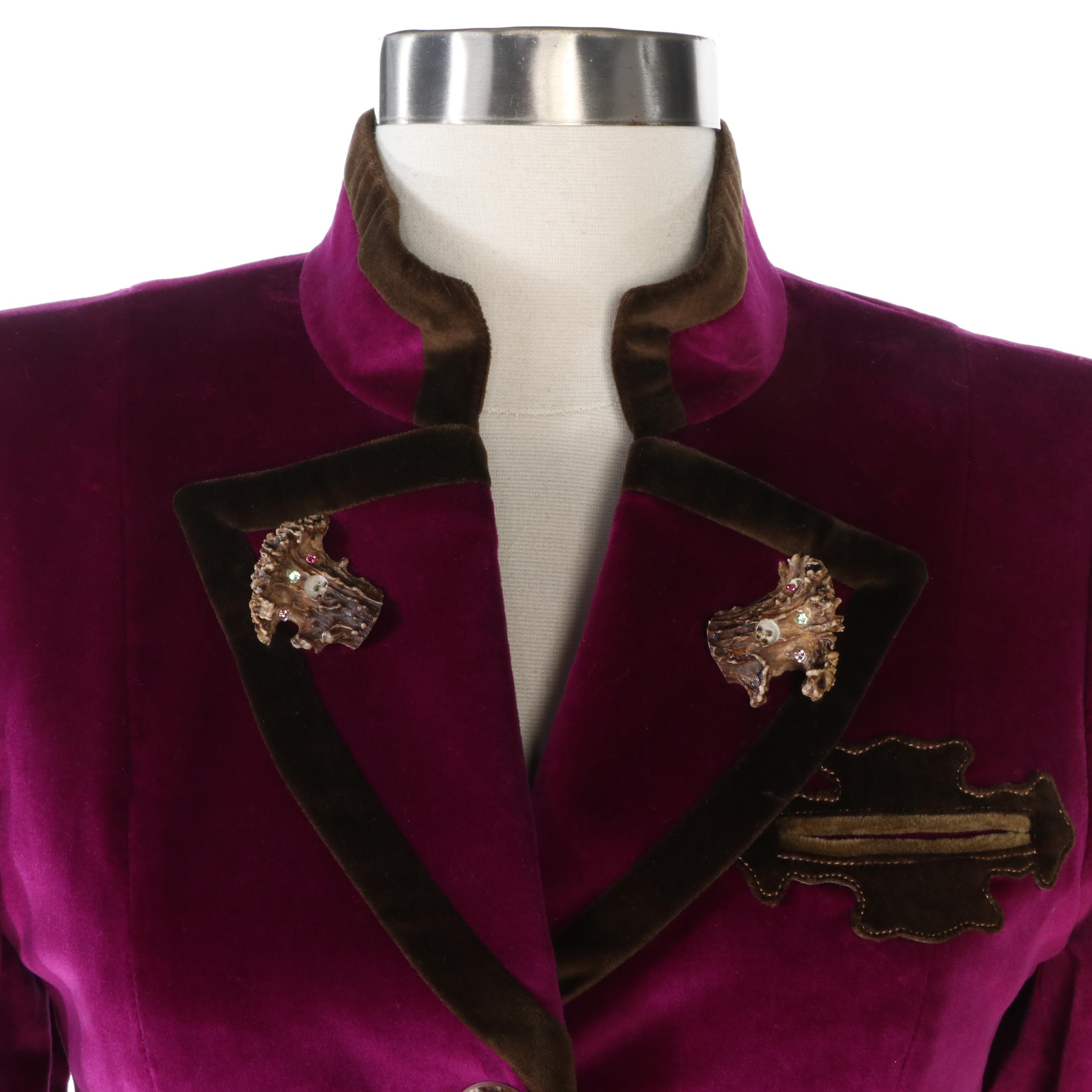 Gaisberger Couture Magenta Velveteen Jacket with Garment Bag