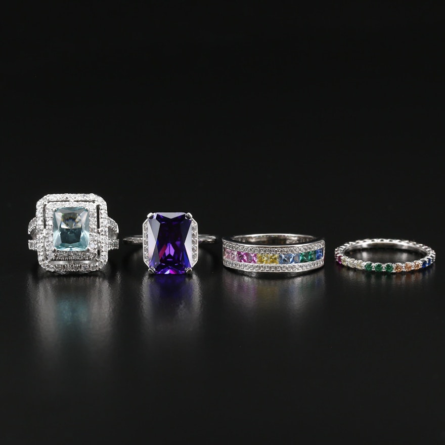 Sterling Silver Rings Featuring Ruby, Spinel and Cubic Zirconia