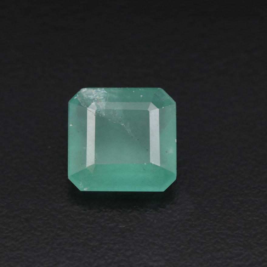 Loose 4.92 CT Emerald Cut Corner Square Faceted Emerald