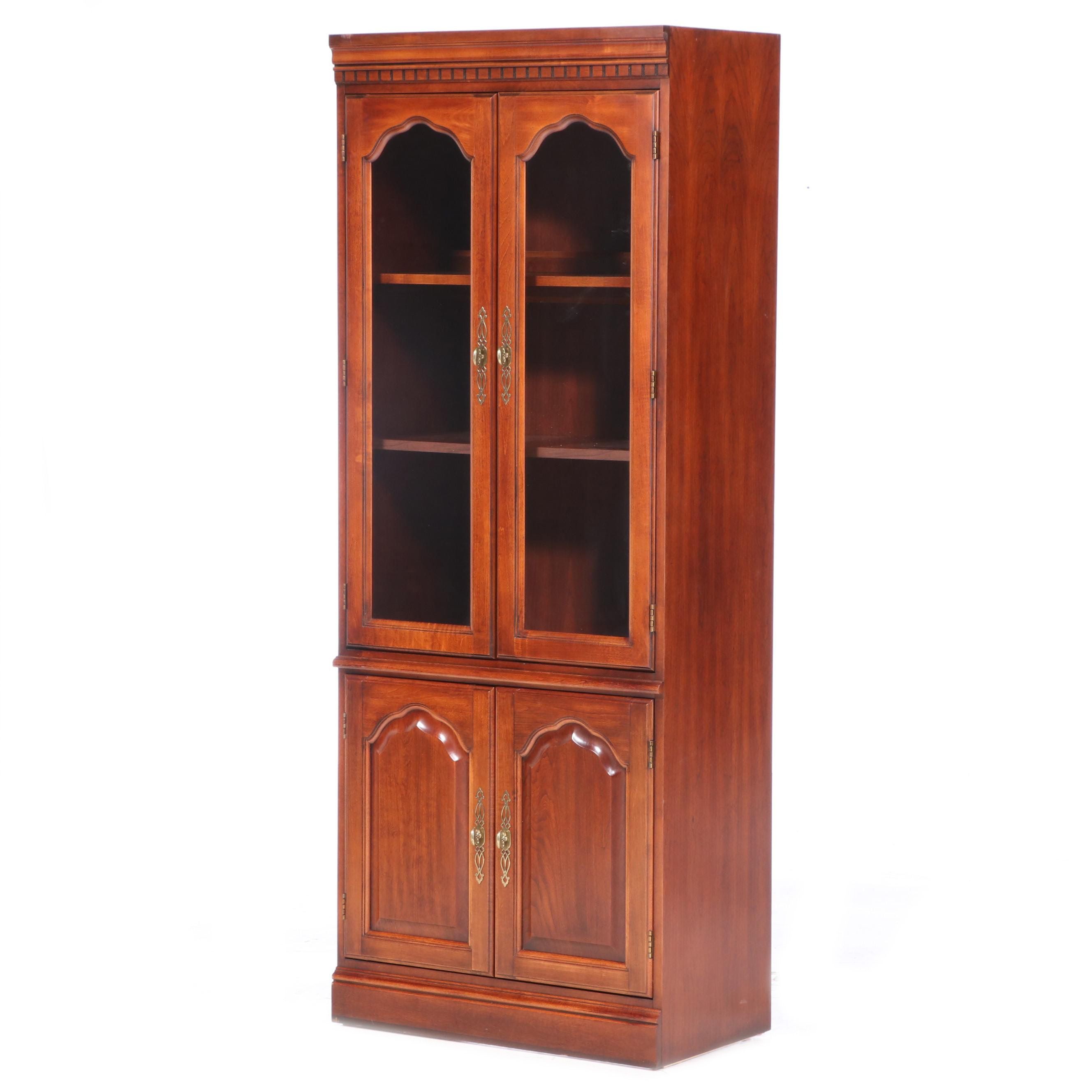Colonial Style Cherrywood Display Cabinet, Late 20th Century