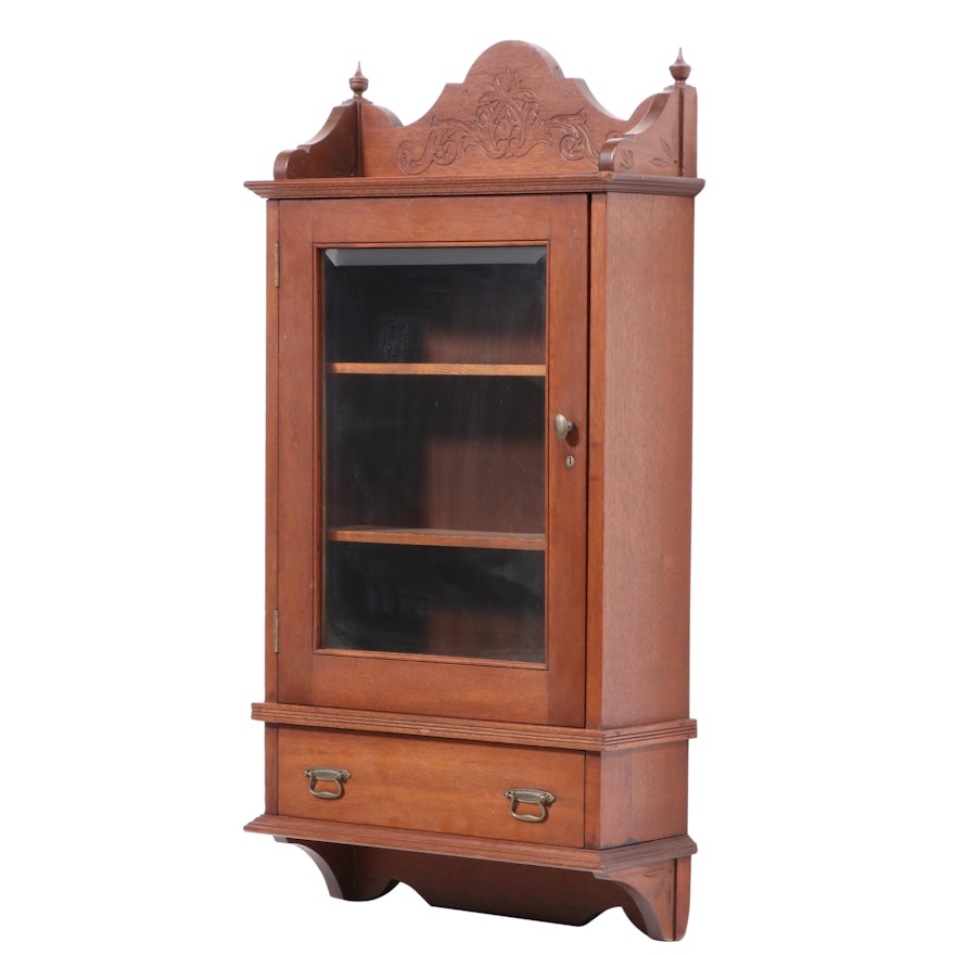 Victorian Walnut Hanging Cupboard, Late 19th Century