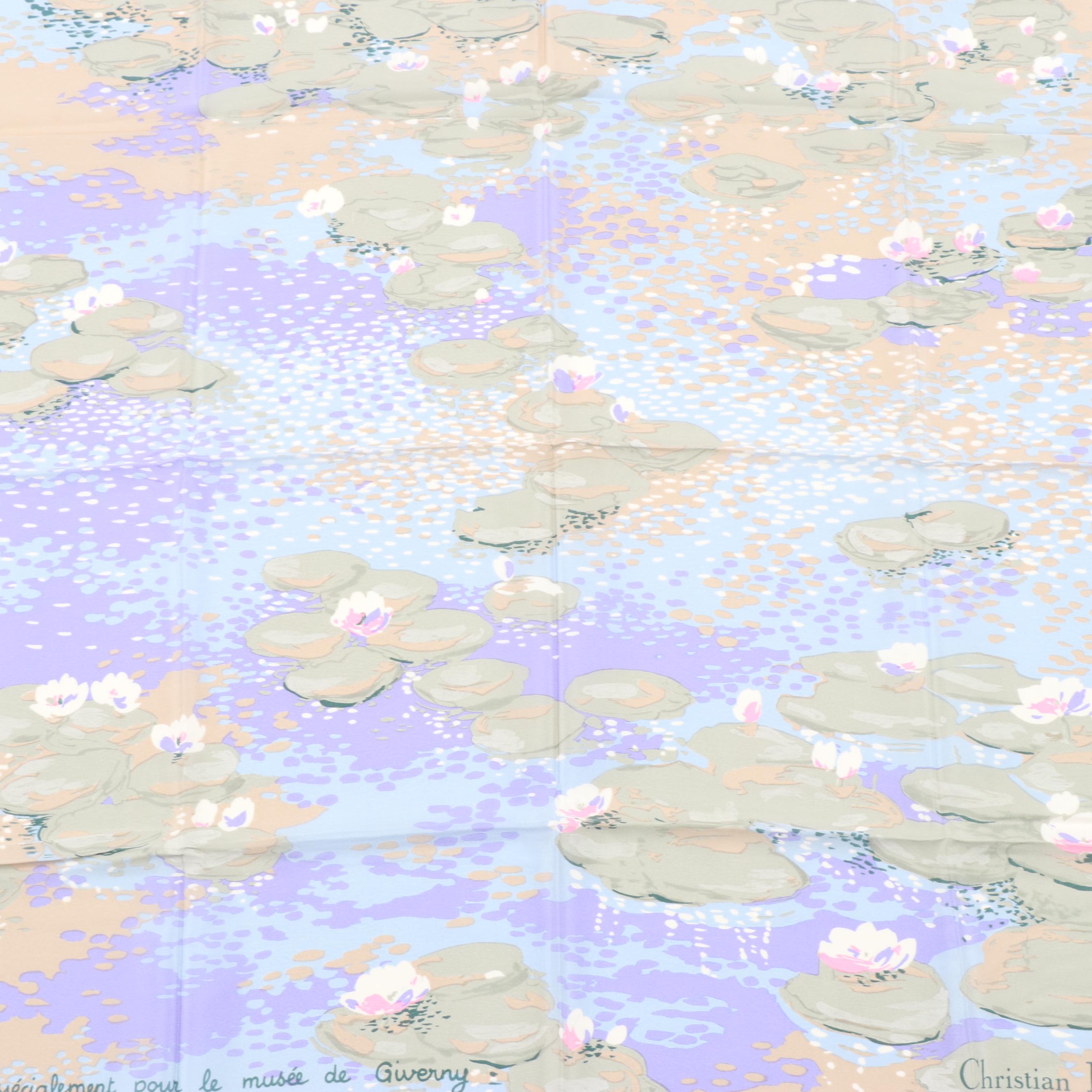 Christian Dior Water Lilies Print Silk Scarf