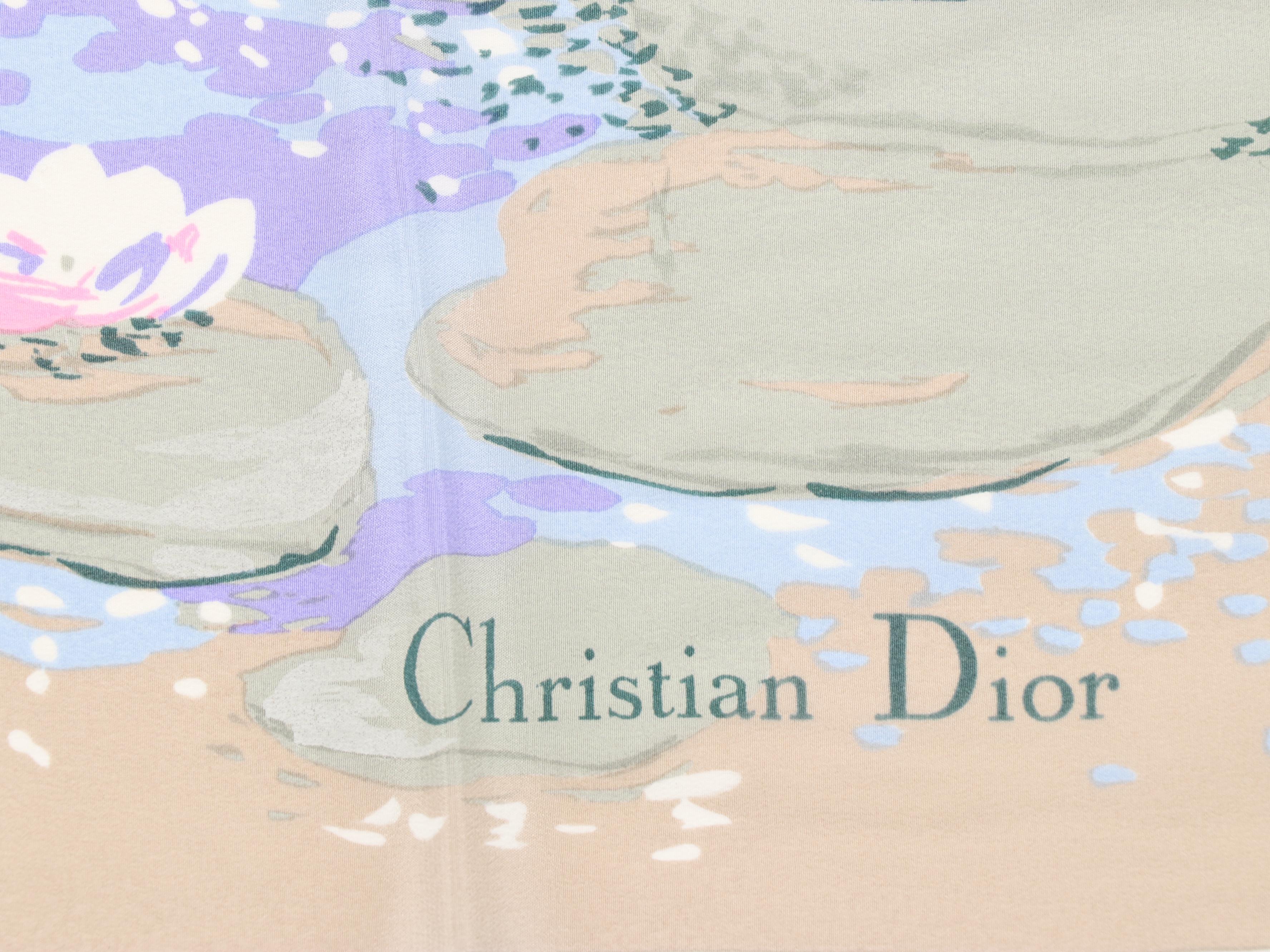 Christian Dior Water Lilies Print Silk Scarf