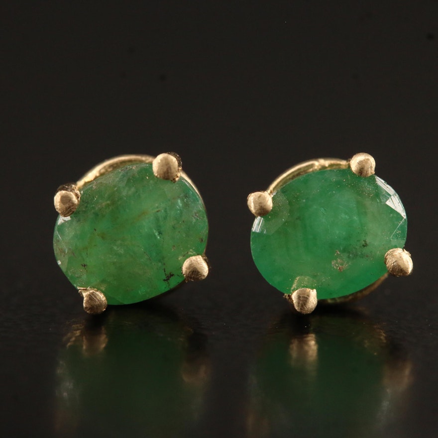 14K Emerald Stud Earrings