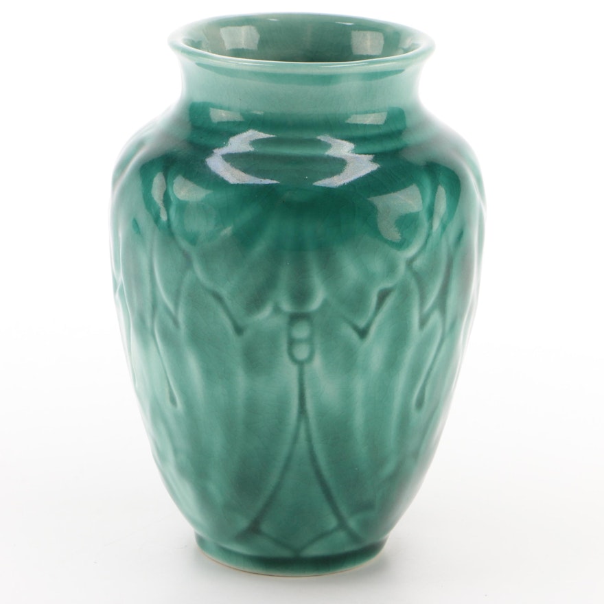 Rookwood Pottery "Lotus and Moth" Production Vase, 1945