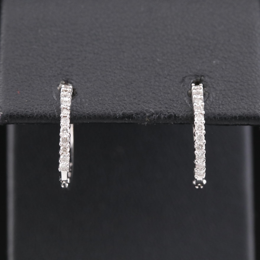 14K Diamond Huggie Earrings