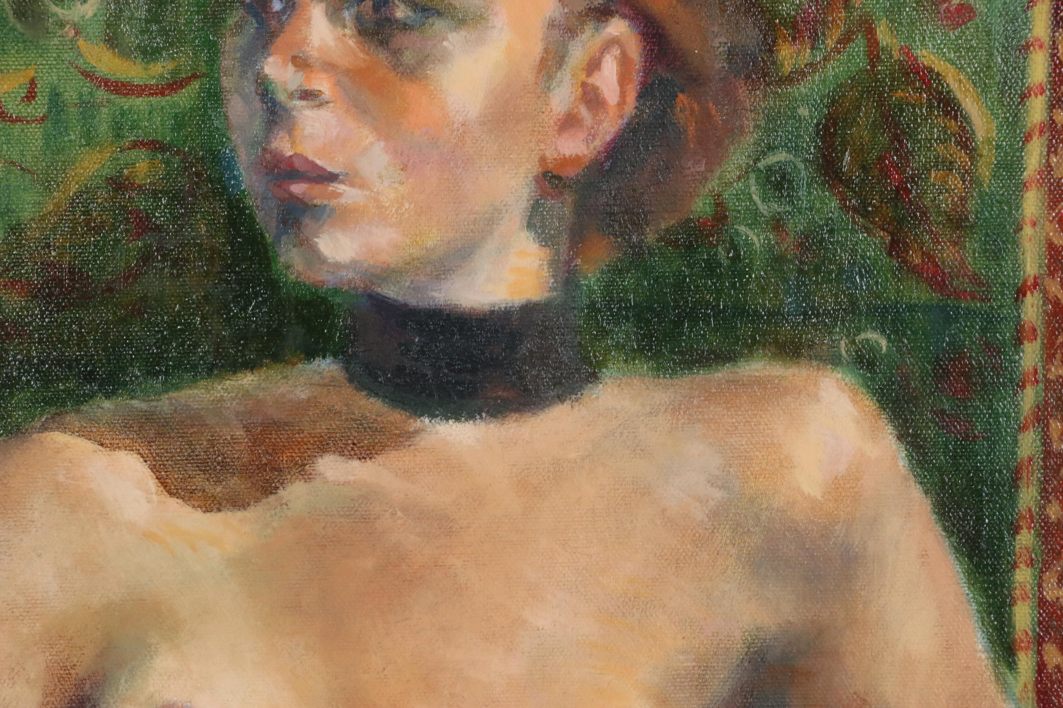 Jacques Zuccaire Figural Portrait Oil Painting, Mid to Late 20th Century